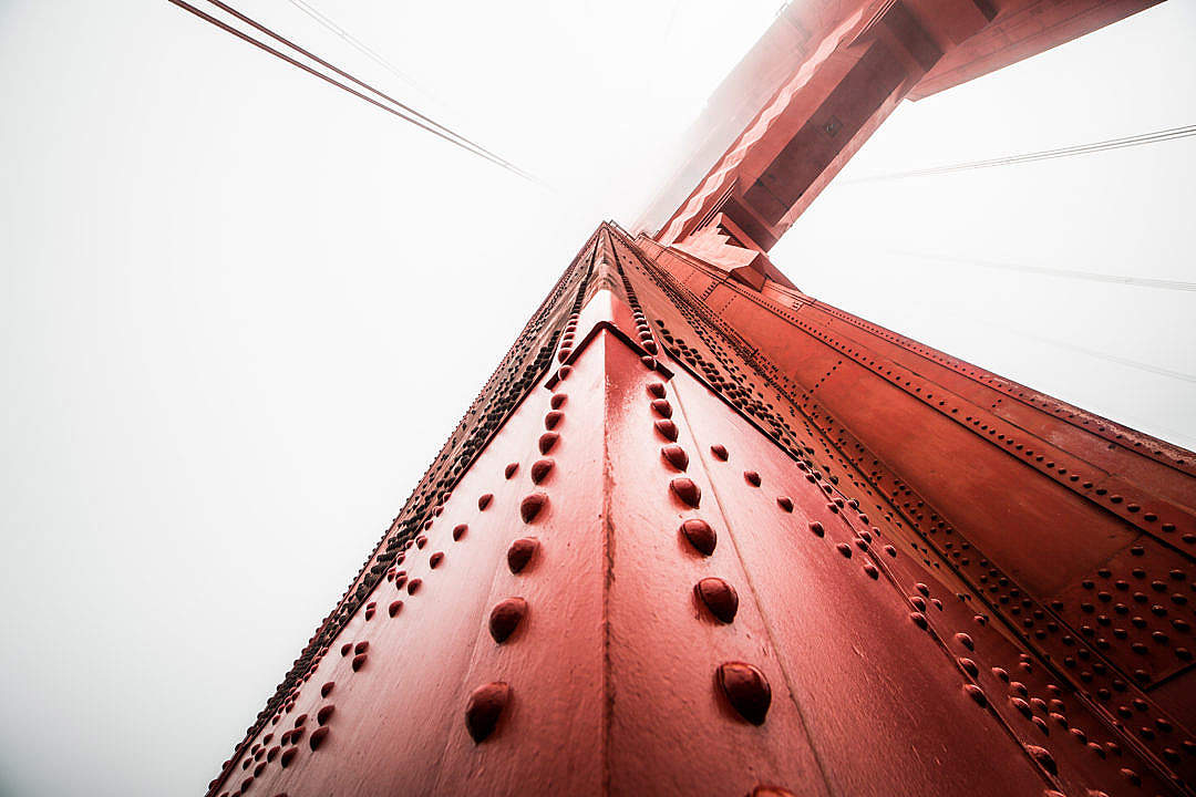 Download Pillar of The Golden Gate Bridge Against Foggy Sky FREE Stock Photo
