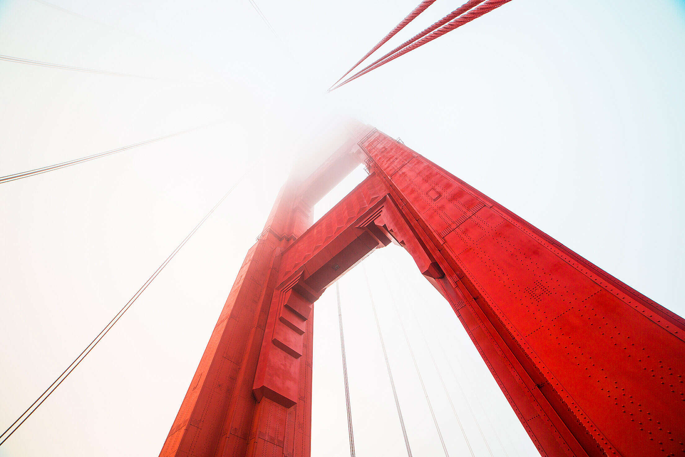Pillar of The Golden Gate Bridge Covered in Fog Free Stock Photo