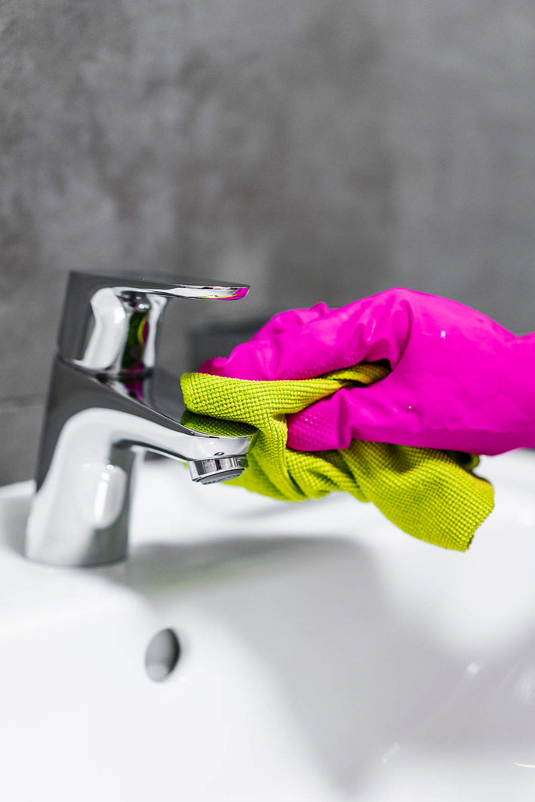 Download Polishing Bathroom with Microfibre Cloth FREE Stock Photo