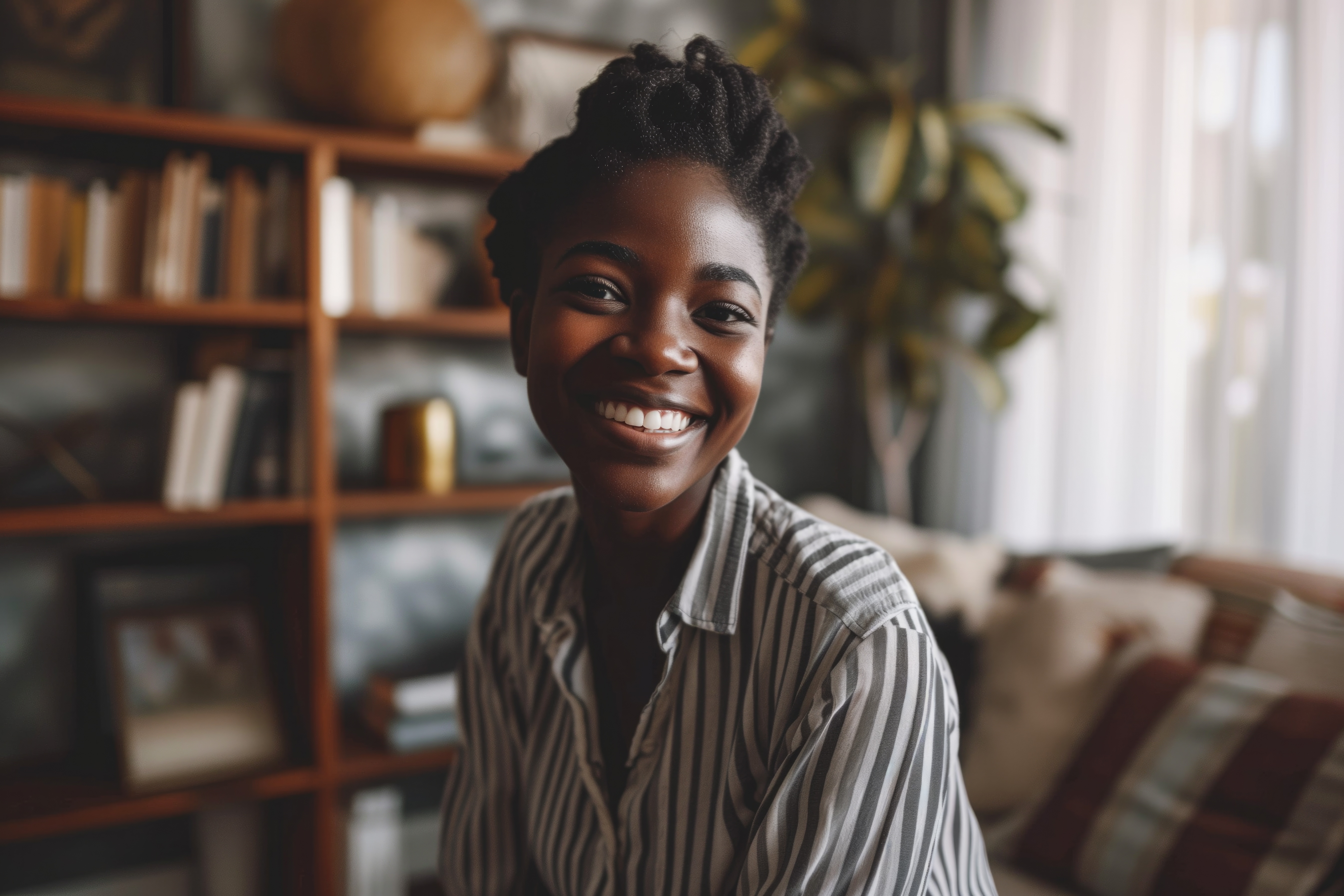 Portrait of African Woman Artist in Her Home Free Stock Photo