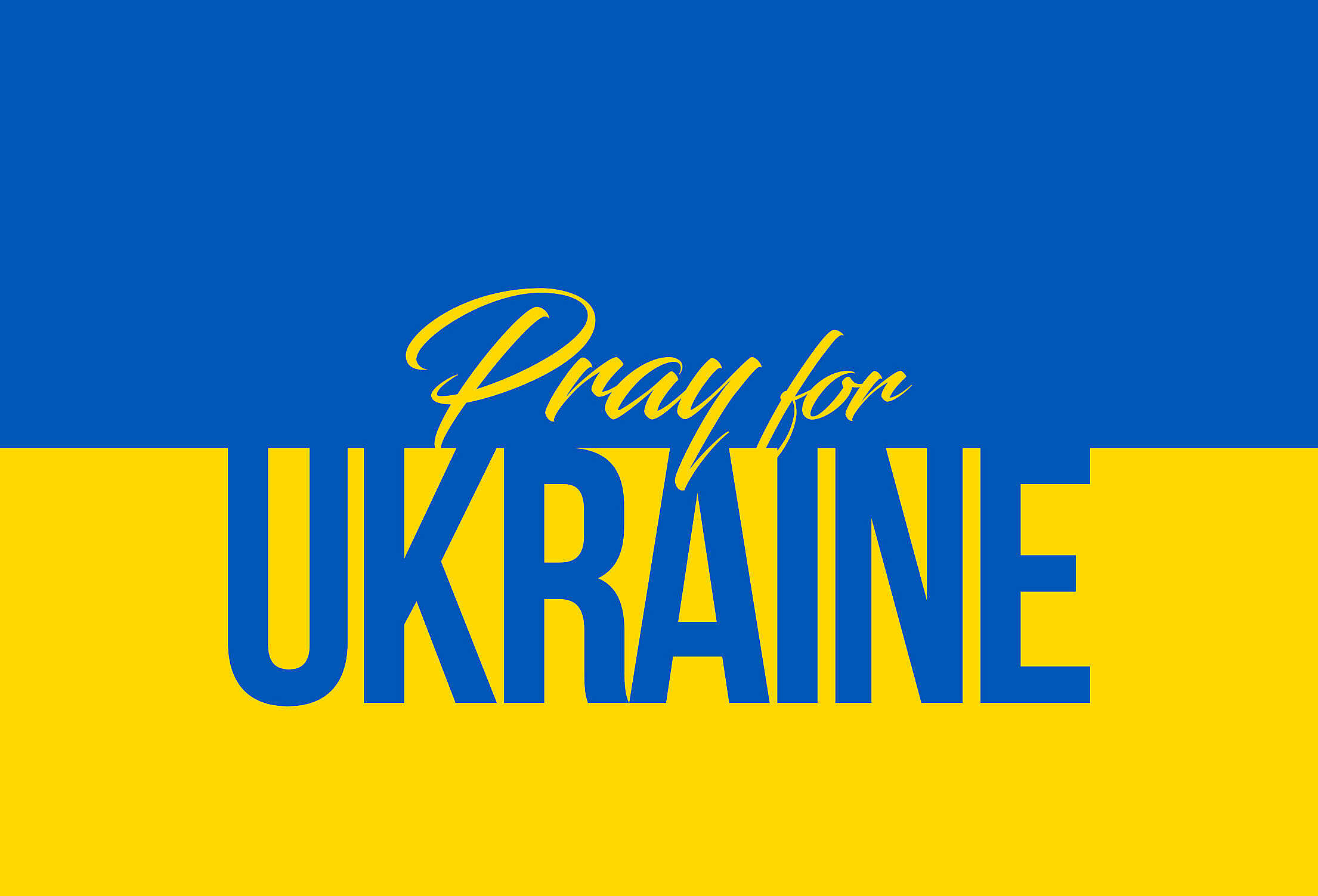 Pray For Ukraine Handwritten with Flag Colors Free Stock Photo