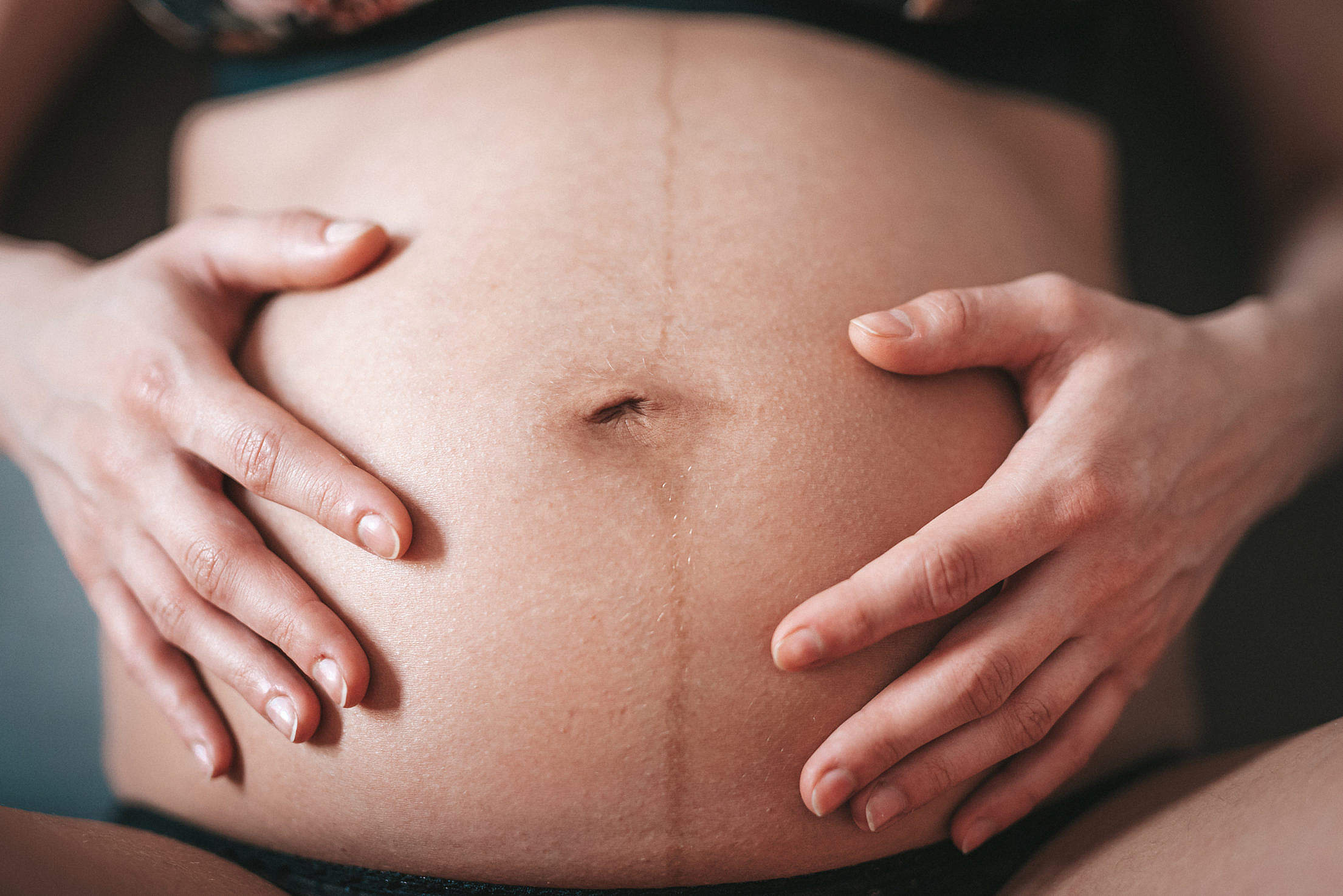 Pregnancy Belly Mother Hands Free Stock Photo