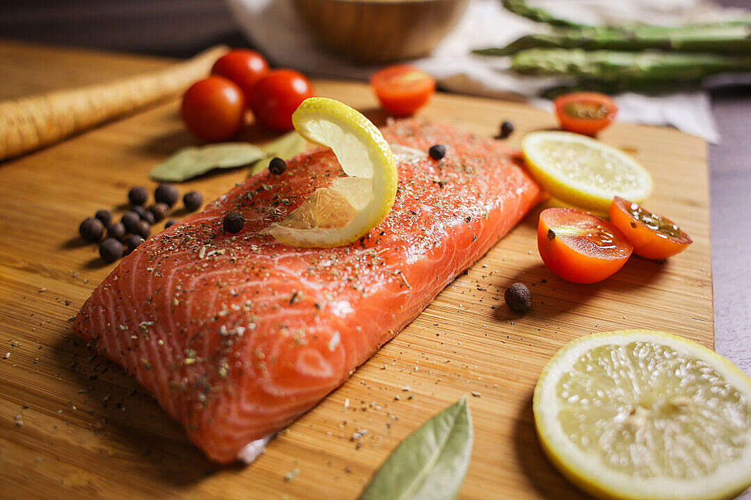Download Preparing Salmon Steak Close Up FREE Stock Photo