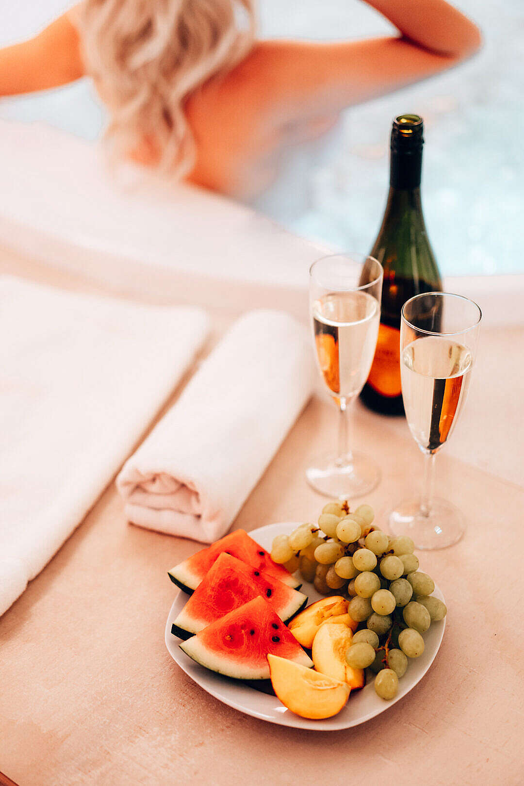 Prosecco and Fresh Fruits in a Private Spa