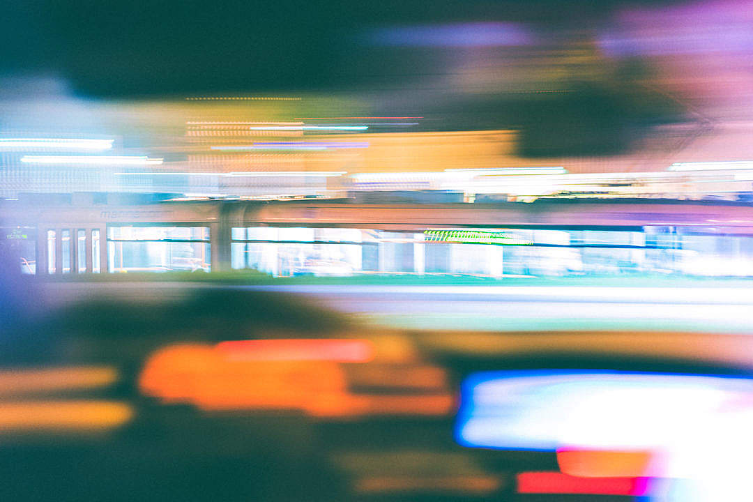 Download Psychedelic Night Tram Ride FREE Stock Photo