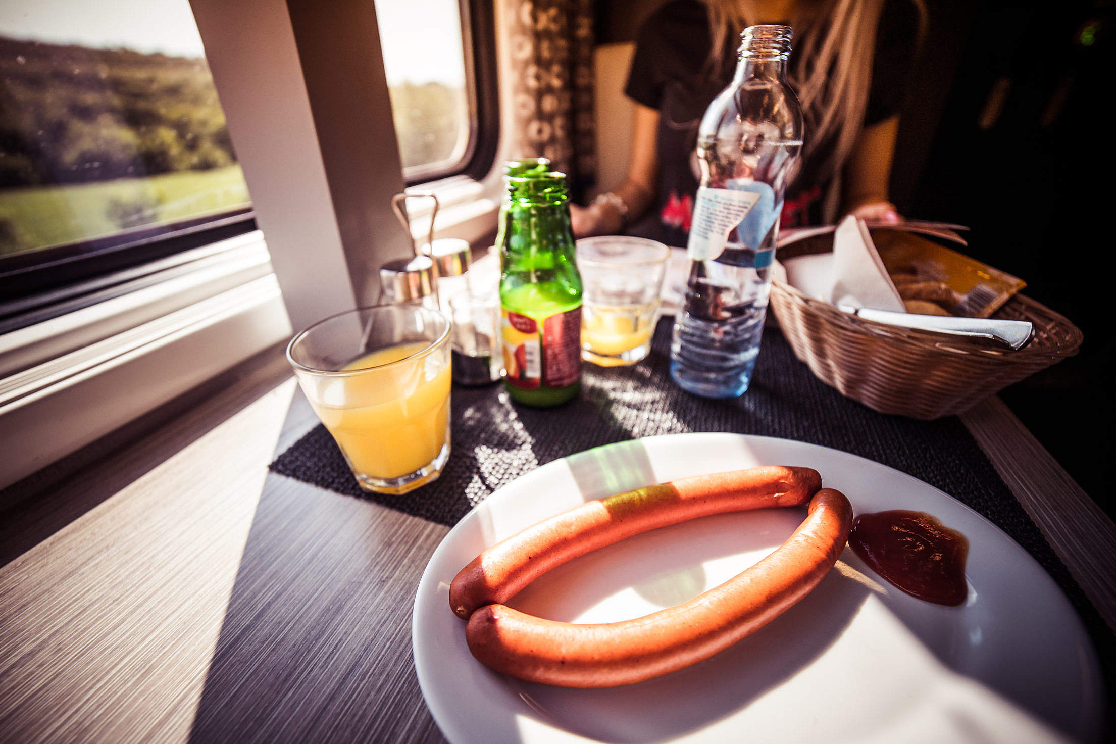 Quick Travel Morning Breakfast in Train Free Stock Photo
