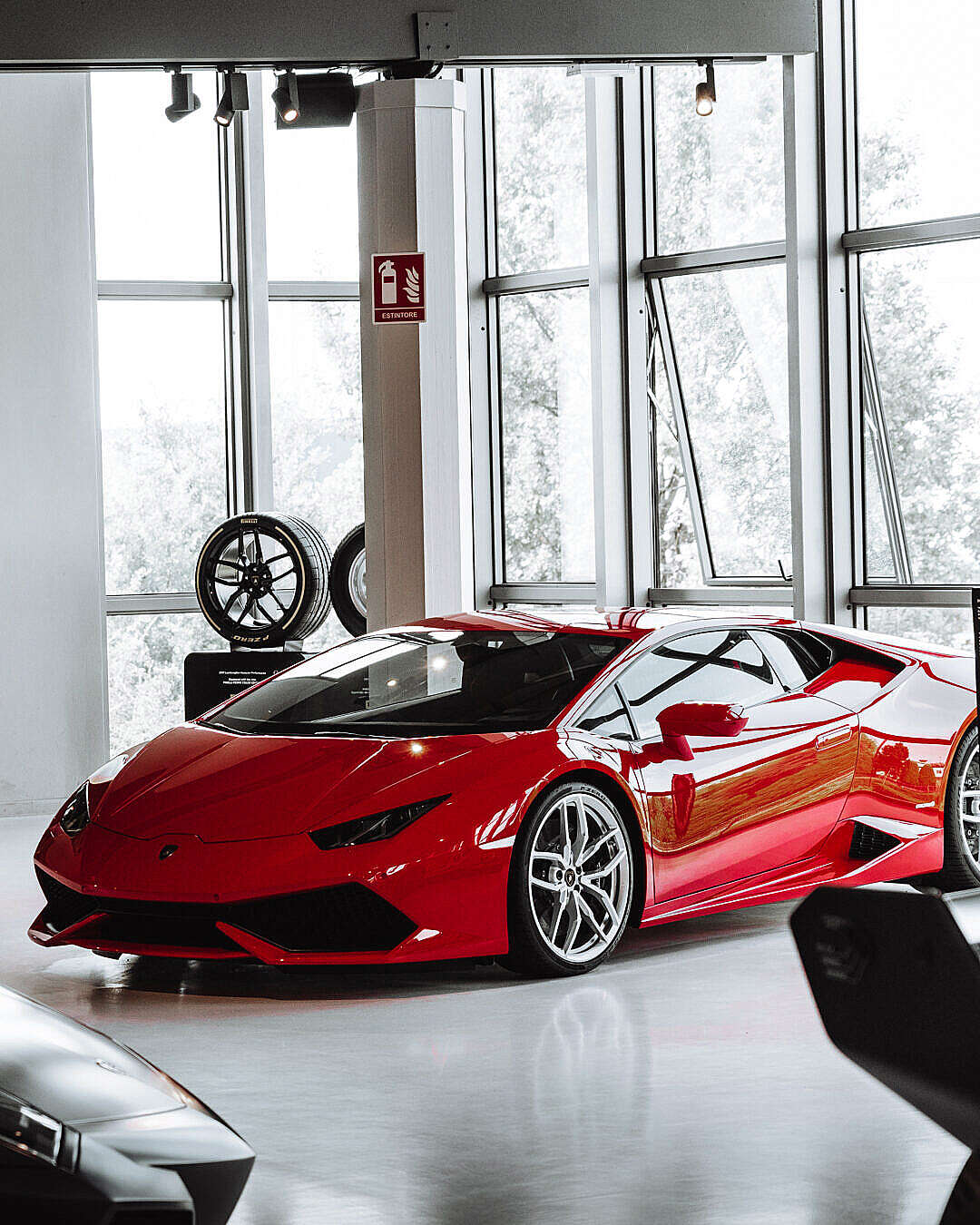 Red Lamborghini Huracán in Lamborghini Museum Italy