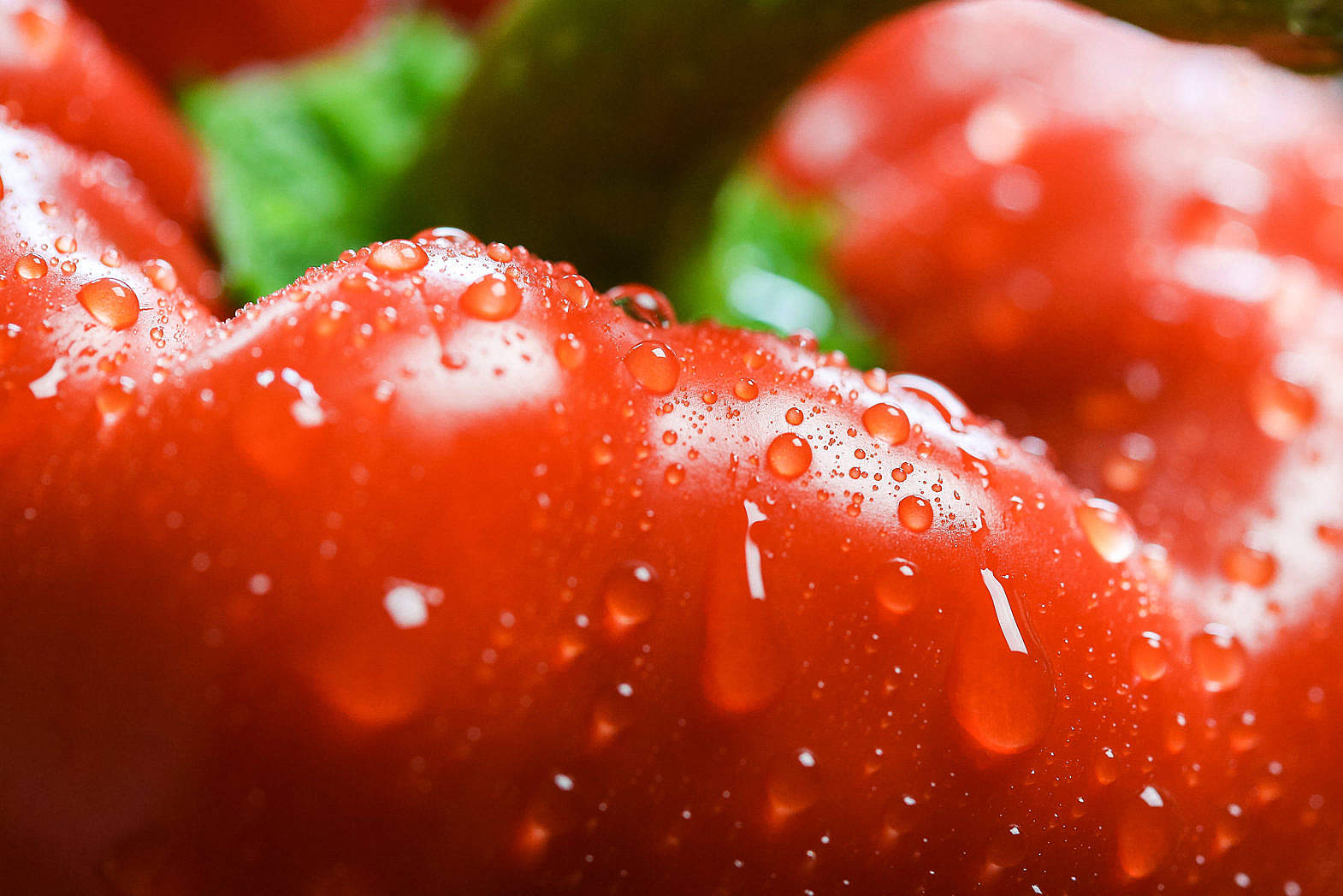 Red Paprika in Water Drops Close Up Free Stock Photo picjumbo