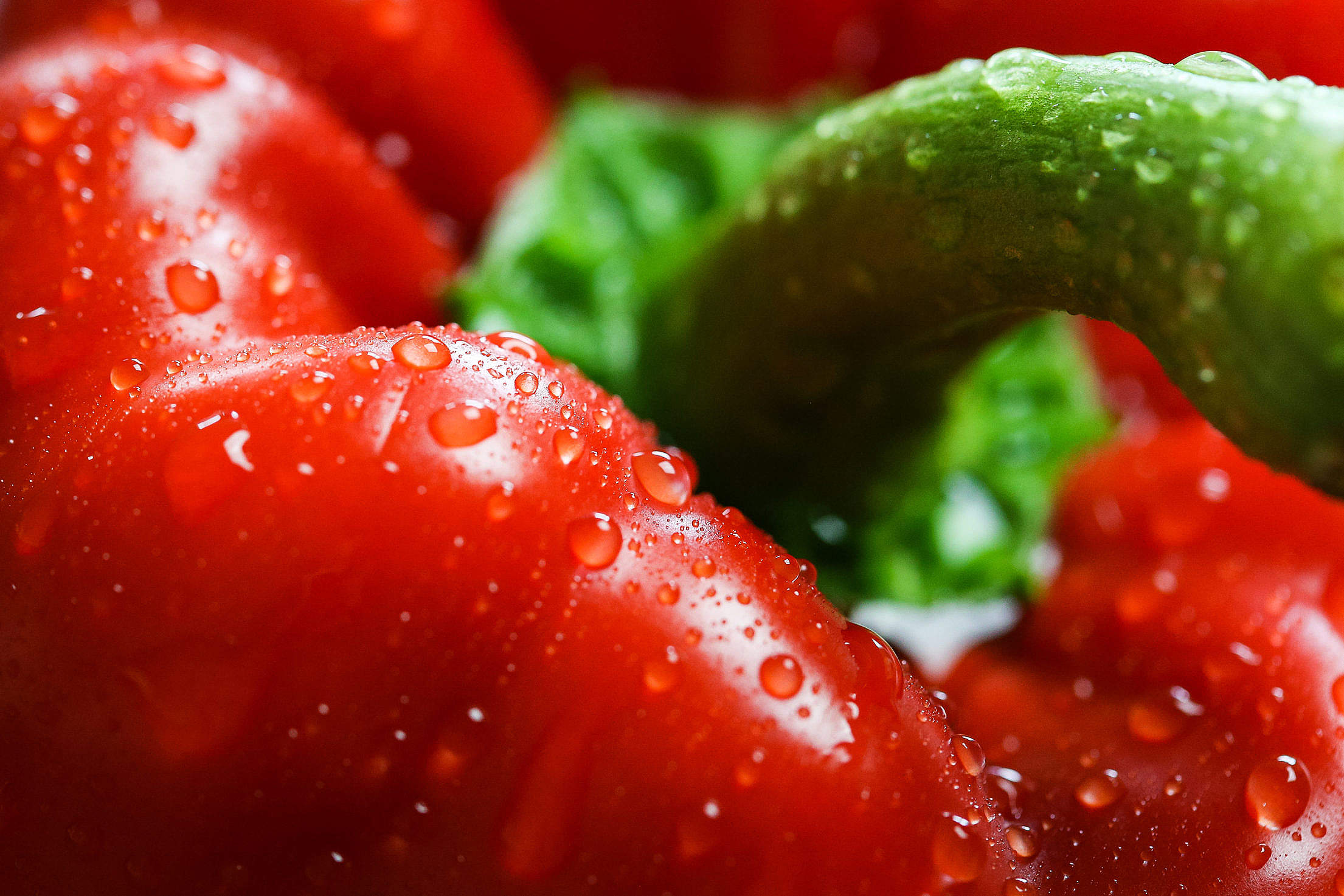Red Paprika with Drops Close Up Free Stock Photo