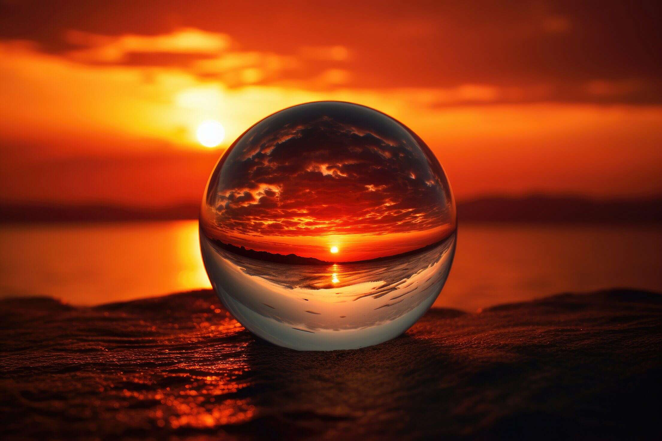 Red Sunset Through a Glass Ball Free Stock Photo | picjumbo