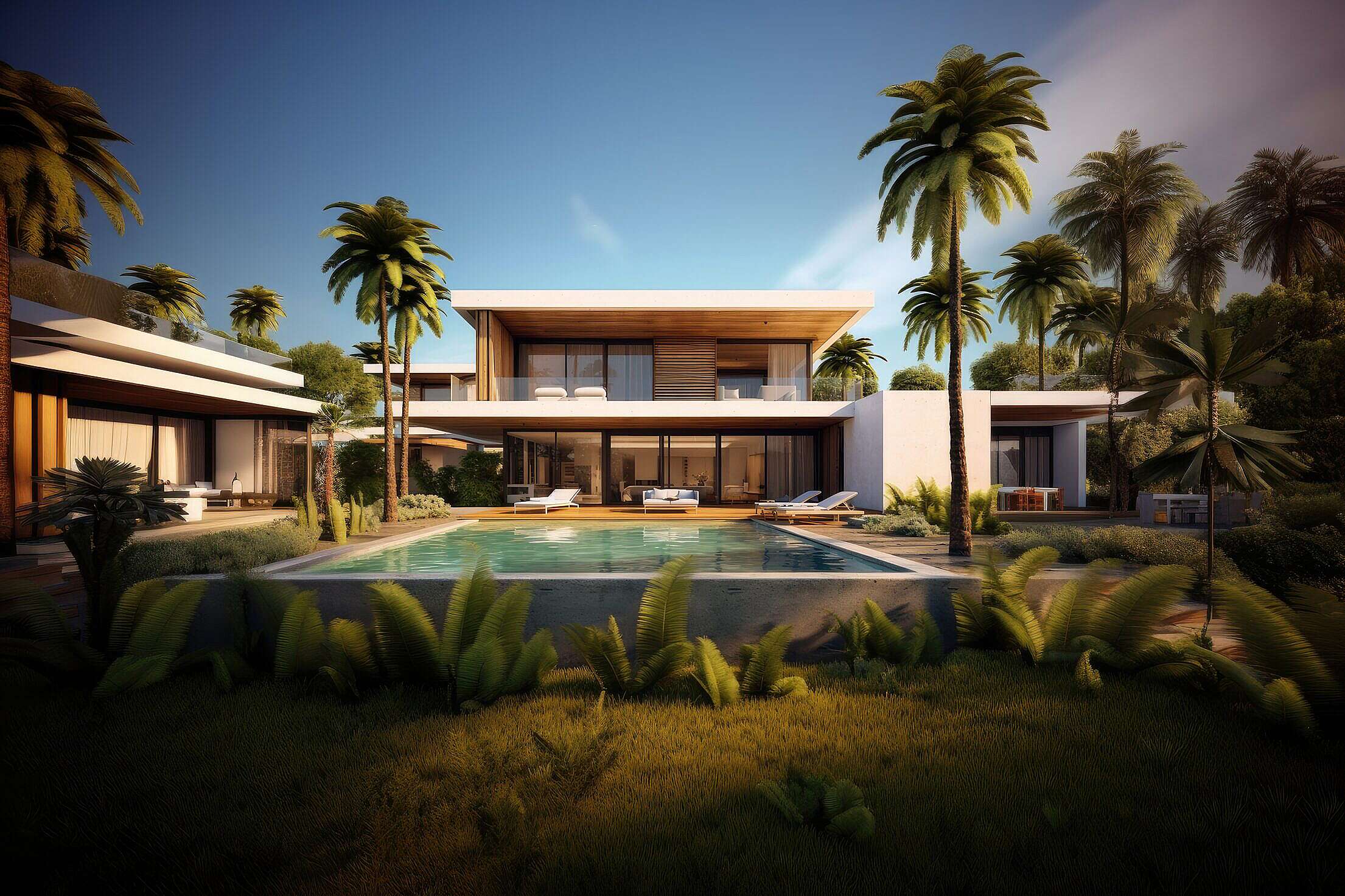 Rendering of Modern Tropical Villa with Swimming Pool Free Stock Photo ...