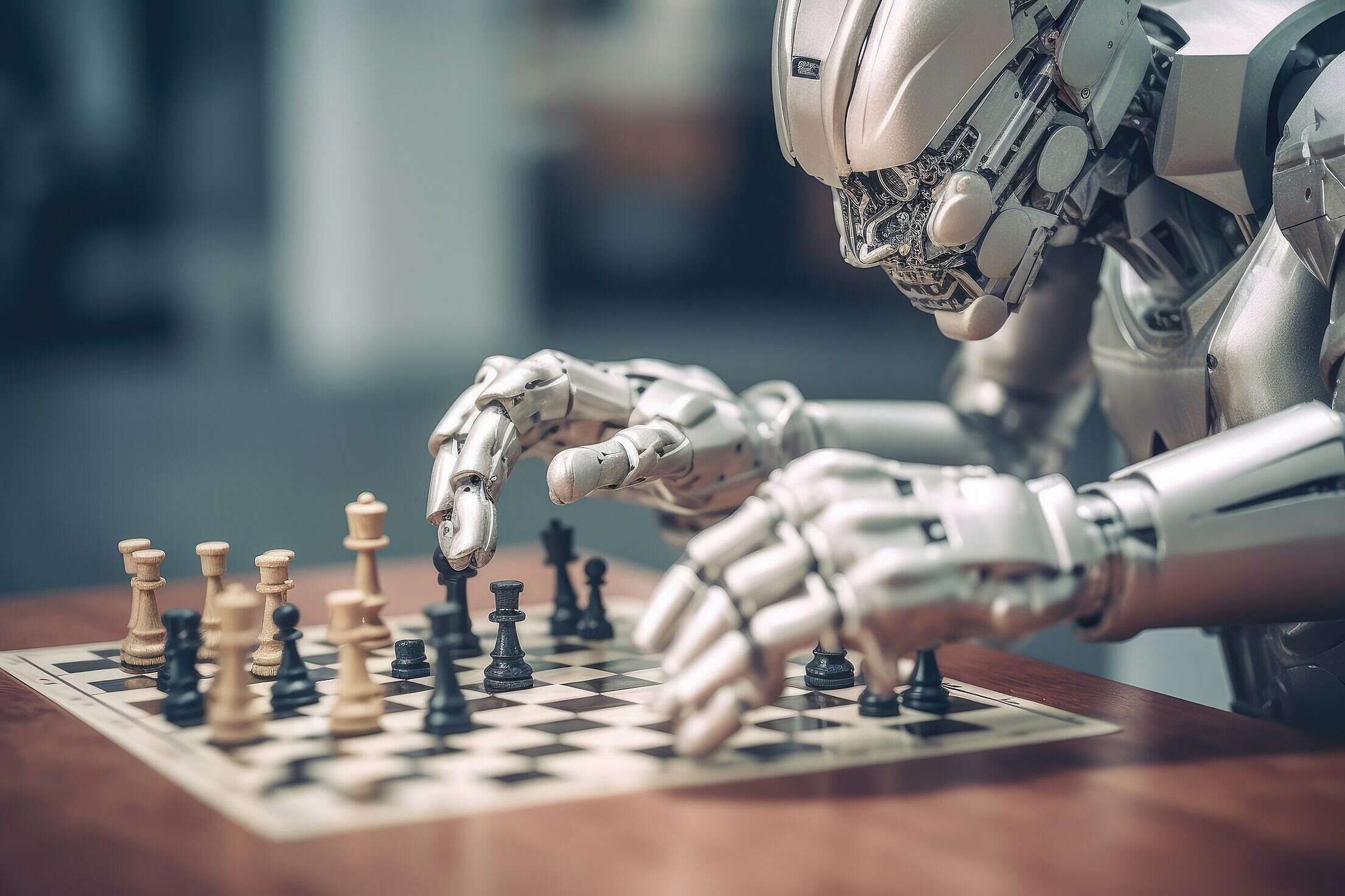 Robot Playing Chess Artificial Intelligence Free Stock Photo