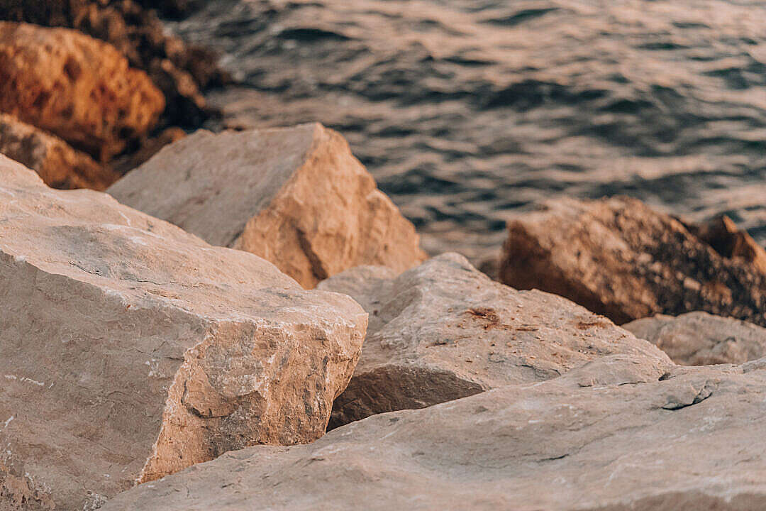 Rocky Sea Coast in Croatia During Sunset