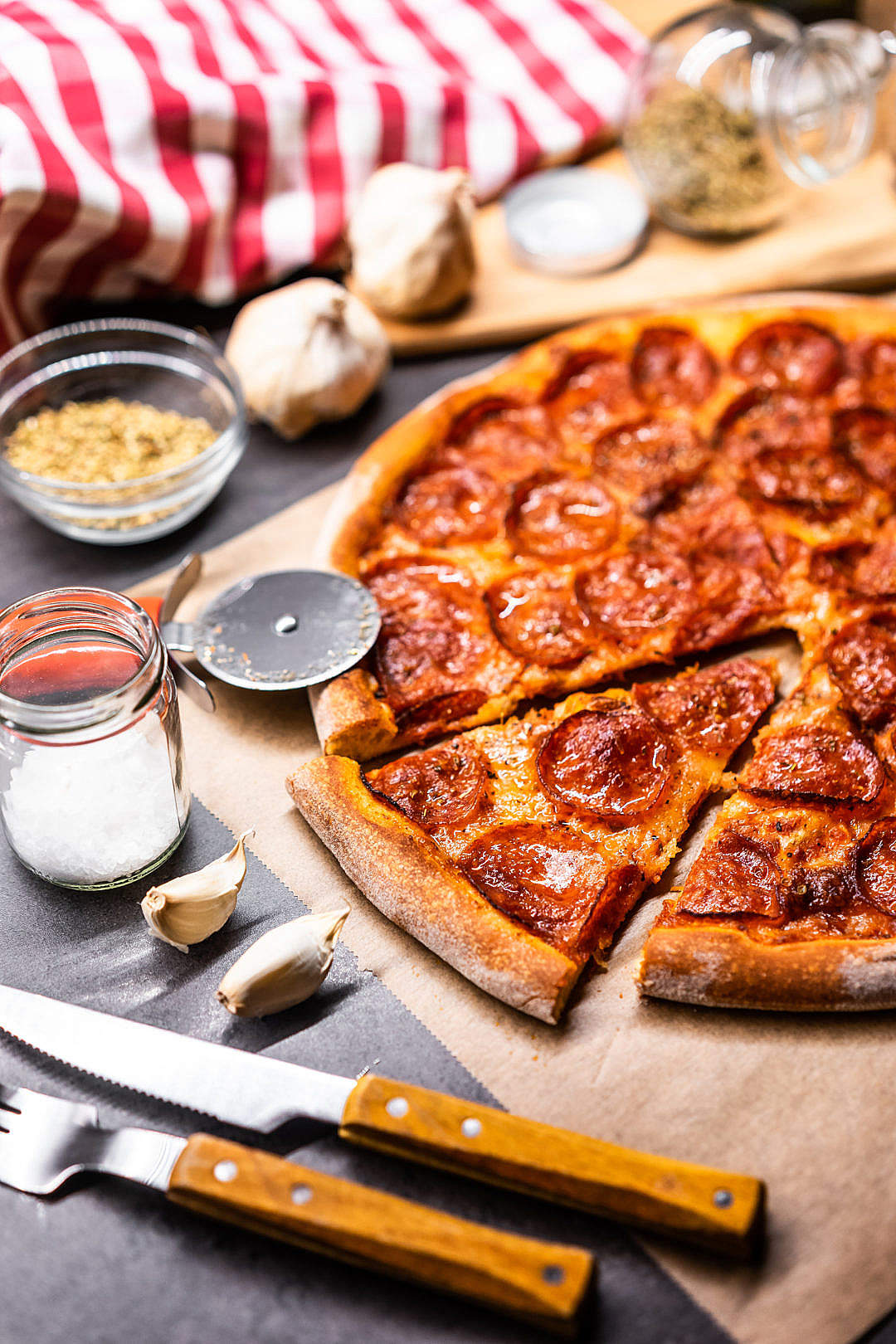Download Salami Pizza FREE Stock Photo