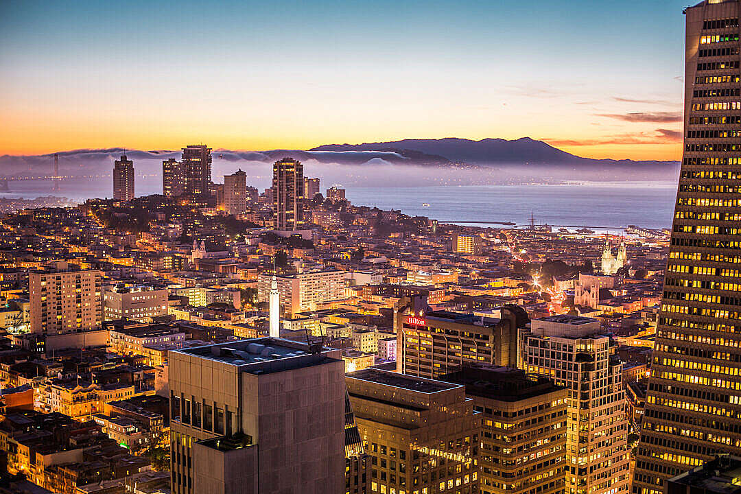 Download San Francisco Bay Area Beautiful Sunset Evening Cityscape FREE Stock Photo