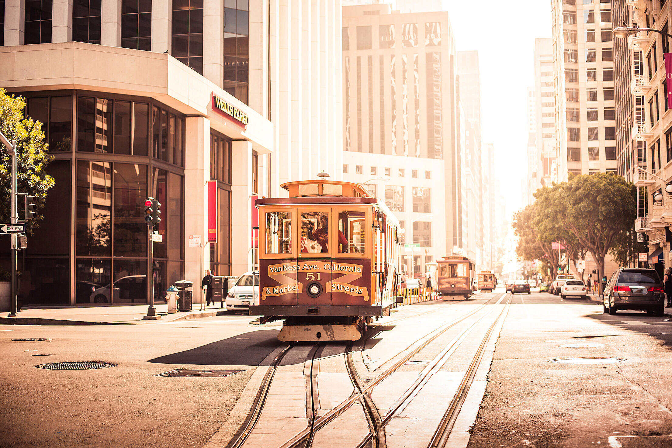 San Francisco Cable Car on Sunny California Street #2 Free Stock Photo