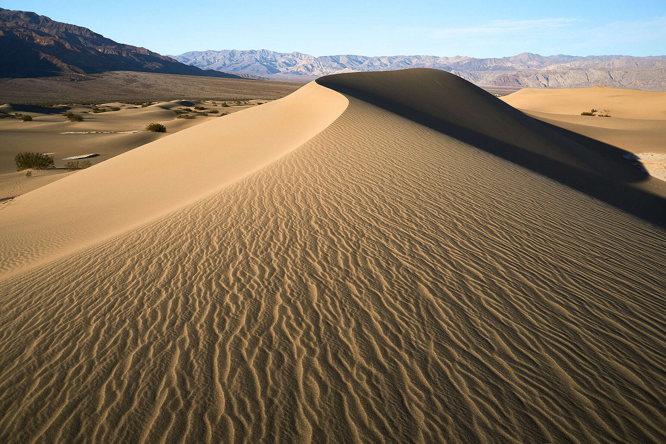 Sand Dunes in Death Valley Desert shaped into S Free Stock Photo