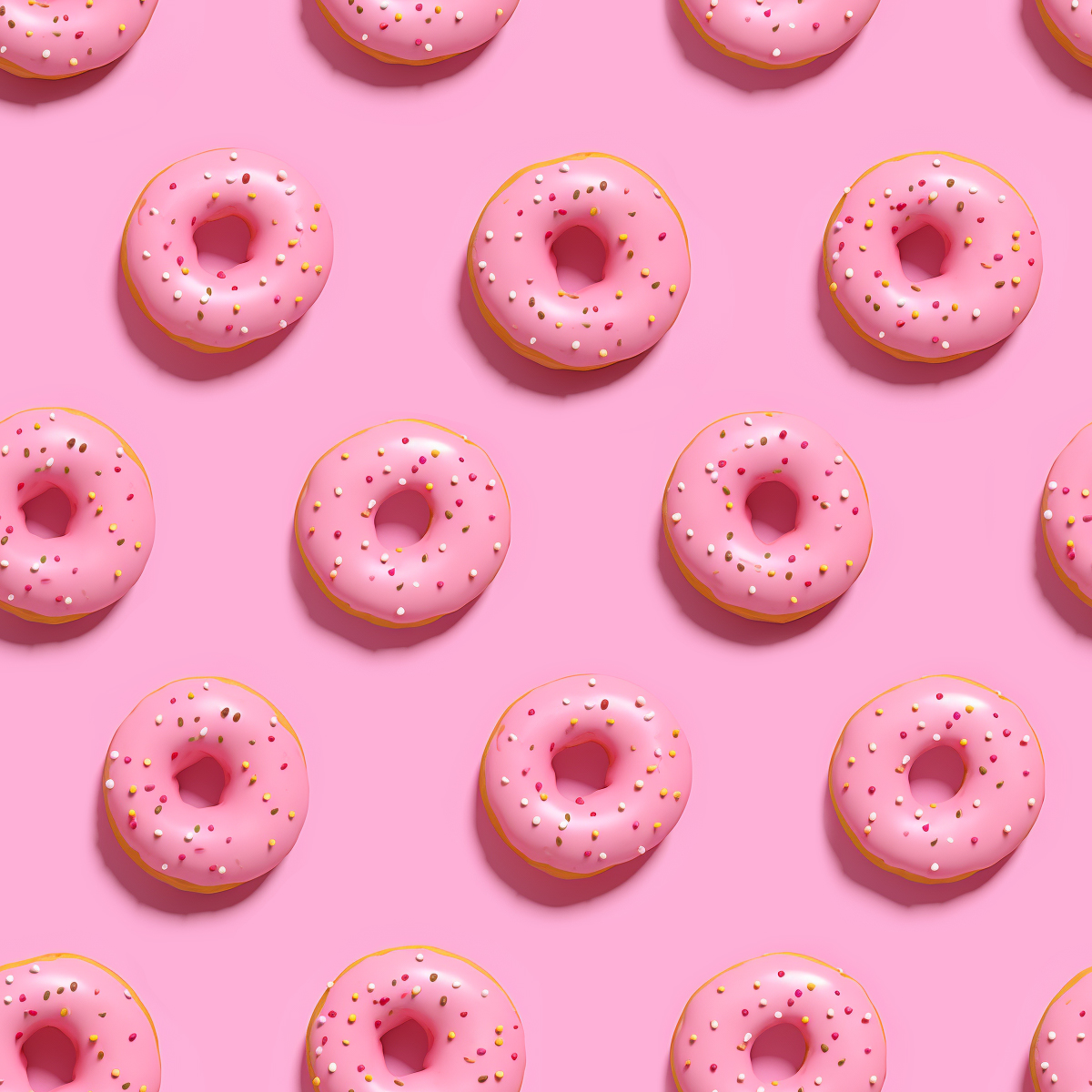 Seamless Texture Donuts On Pink Background Free Stock Photo