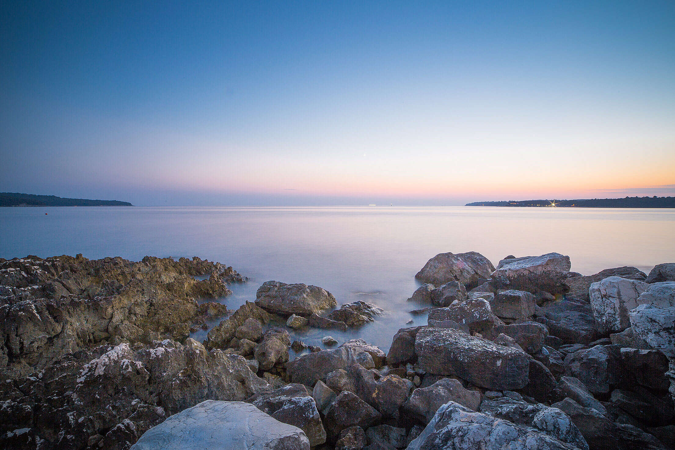Seaside Rocks Sunset Free Stock Photo