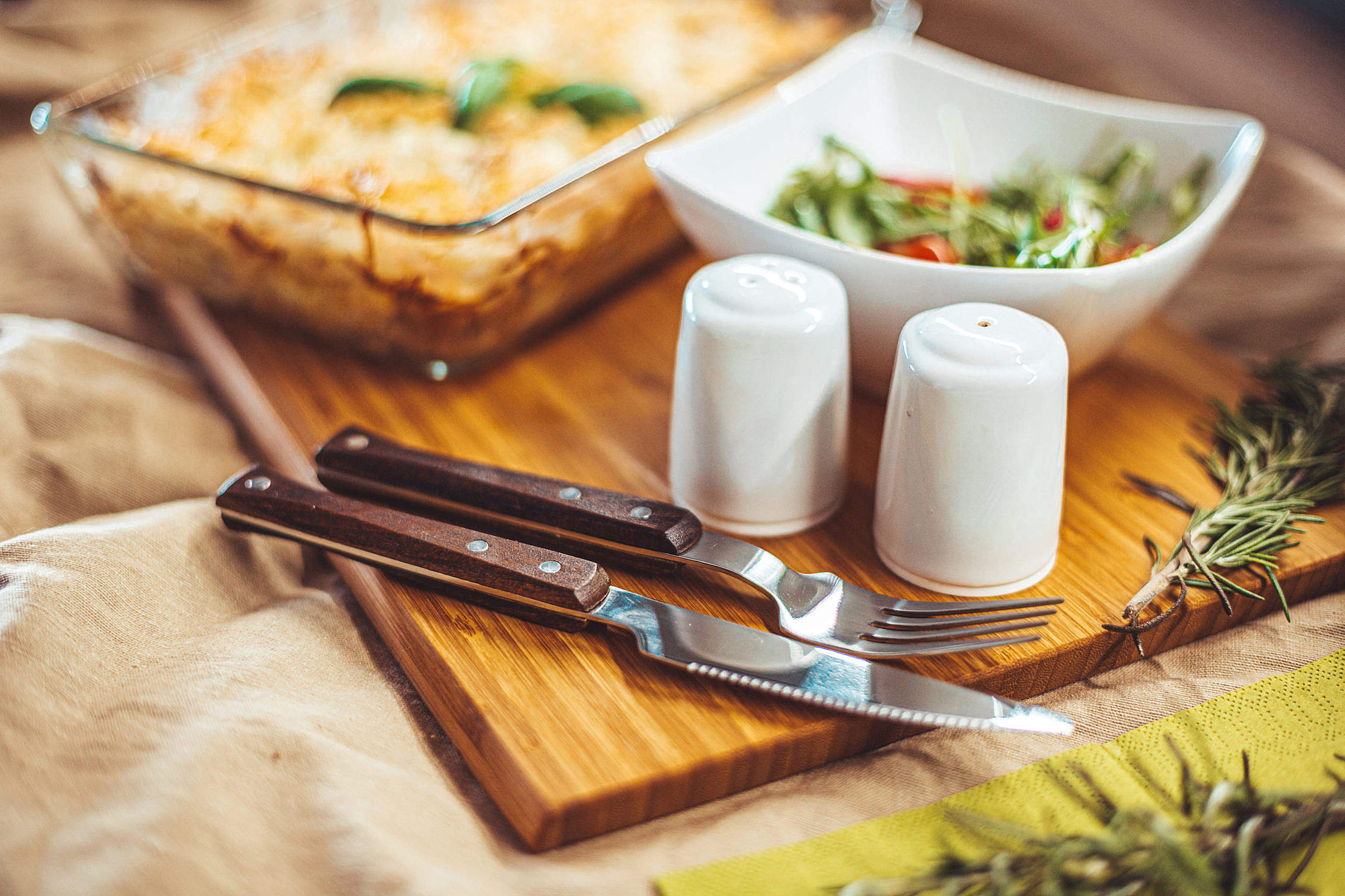 Served Table with Cutlery Close Up Free Stock Photo
