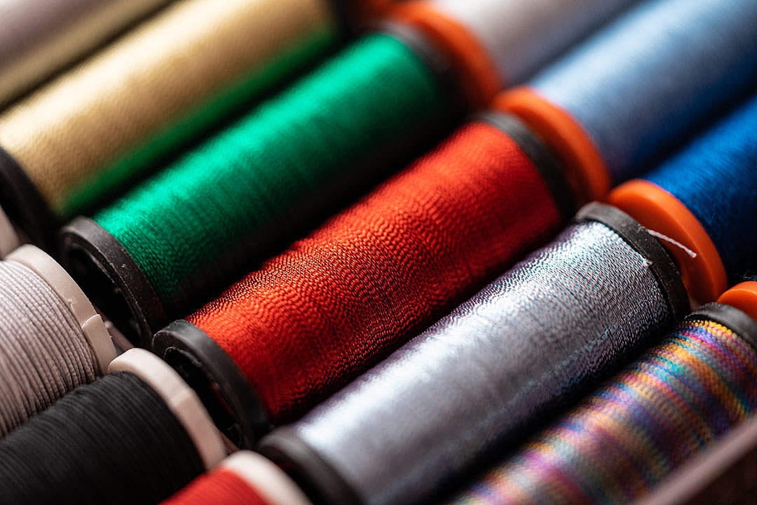 Download Shiny Metallic Sewing Threads FREE Stock Photo