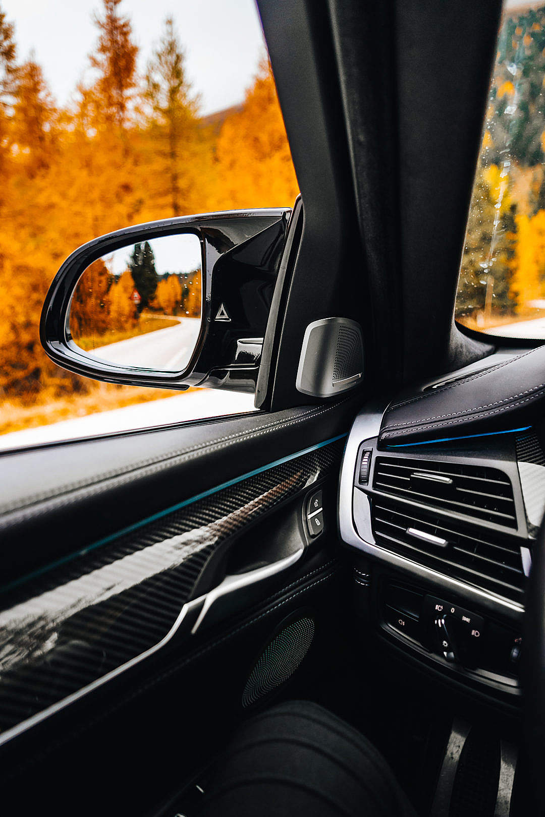 Side View Mirror in a Luxury Car