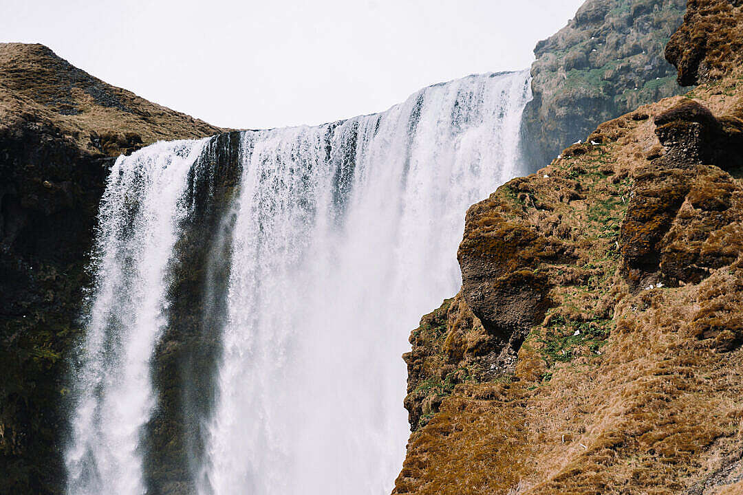 Skógafoss Waterfall Close Up