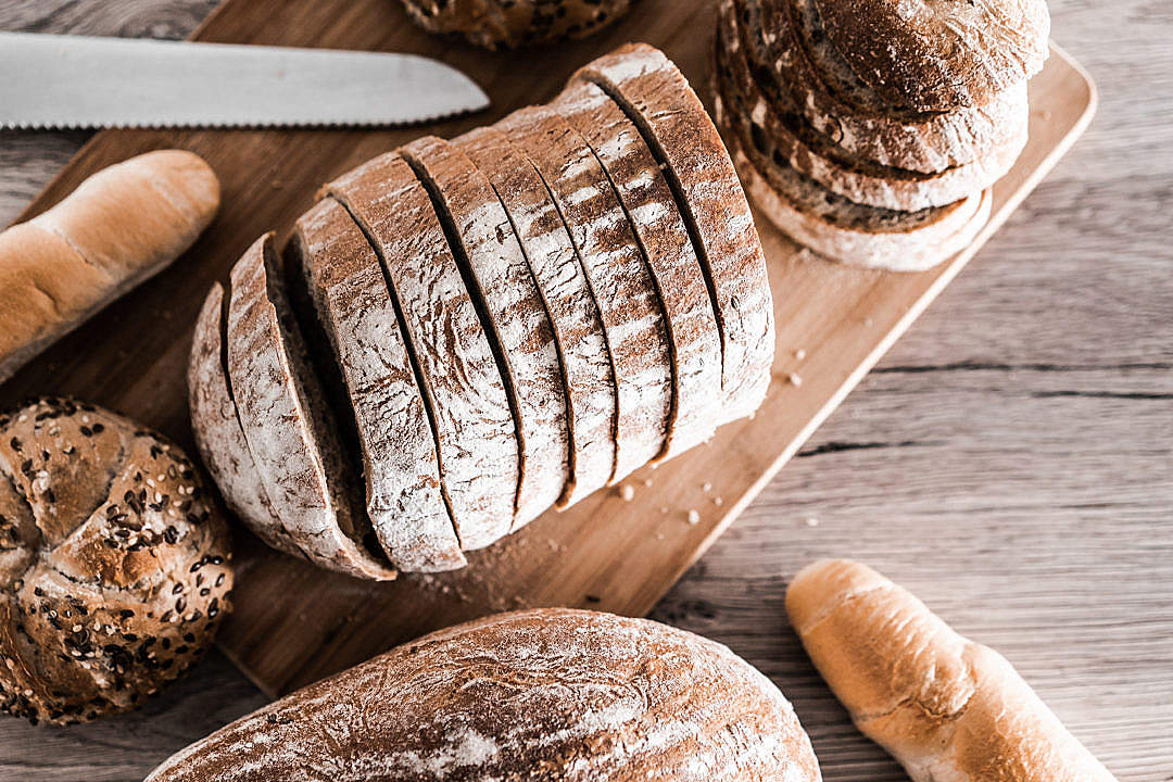 Sliced Bread on a Wooden Table