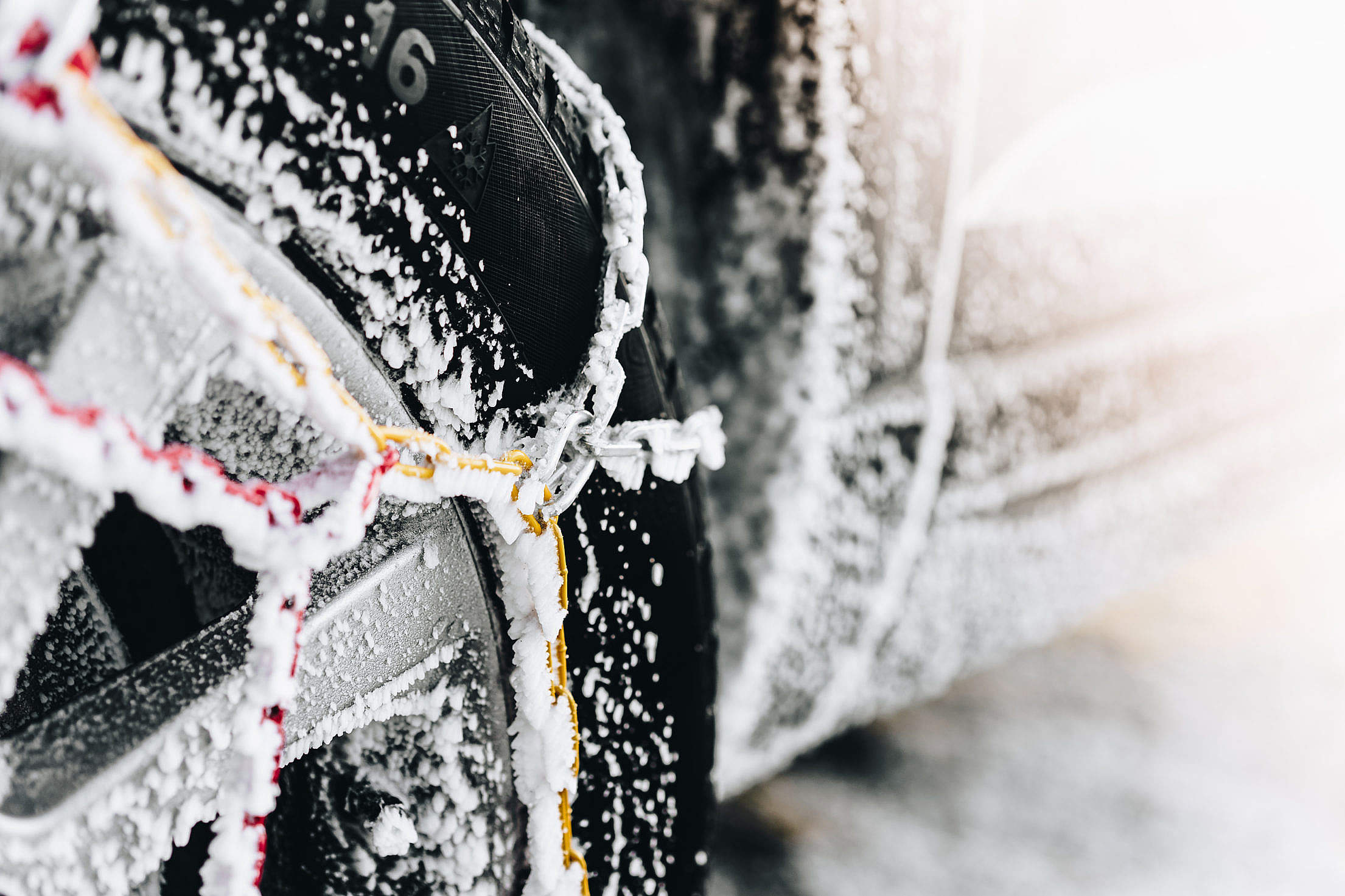 Snow Chains in Winter Free Stock Photo