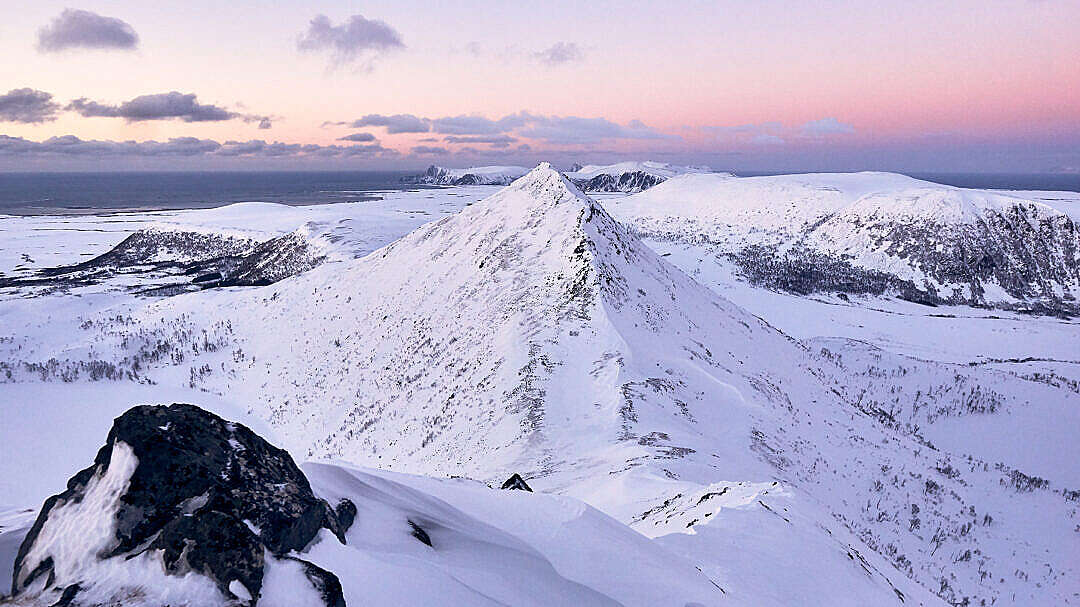 Download Snowy Mountain Ridge During Dusk FREE Stock Photo