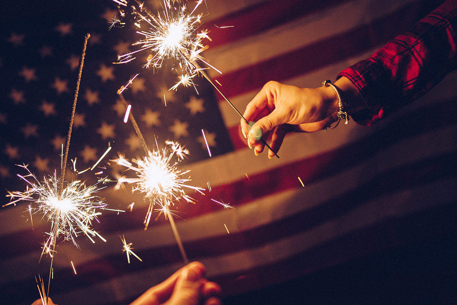 Sparklers and USA Flag Free Stock Photo | picjumbo