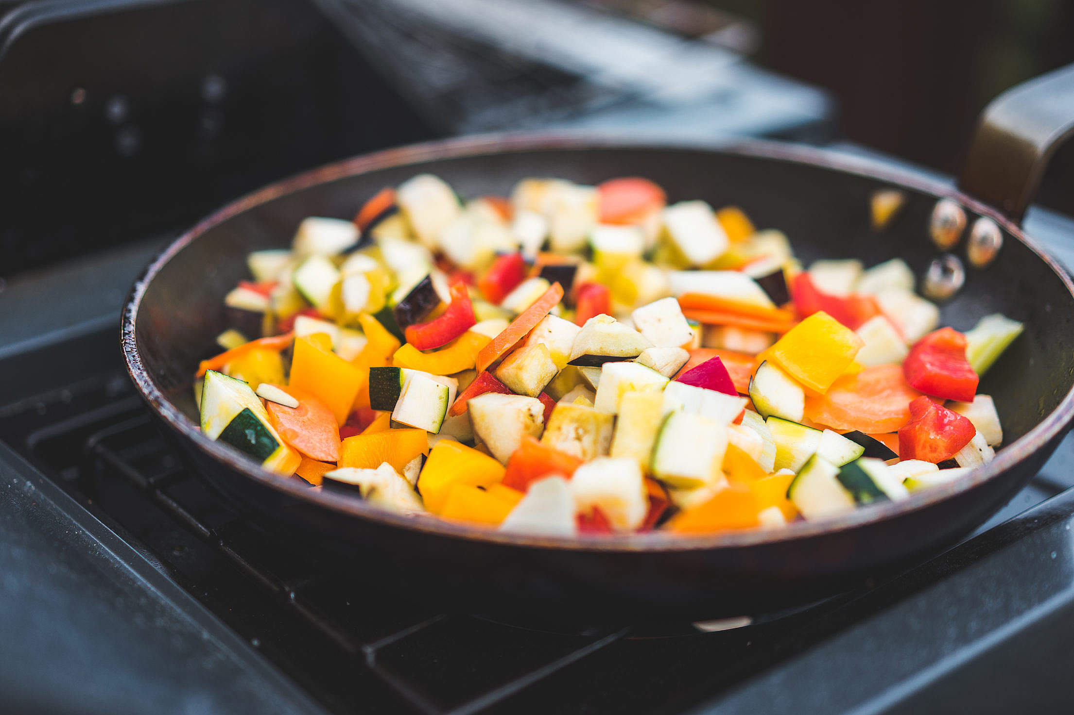 Stir Fried Vegetables in The Pan Free Stock Photo