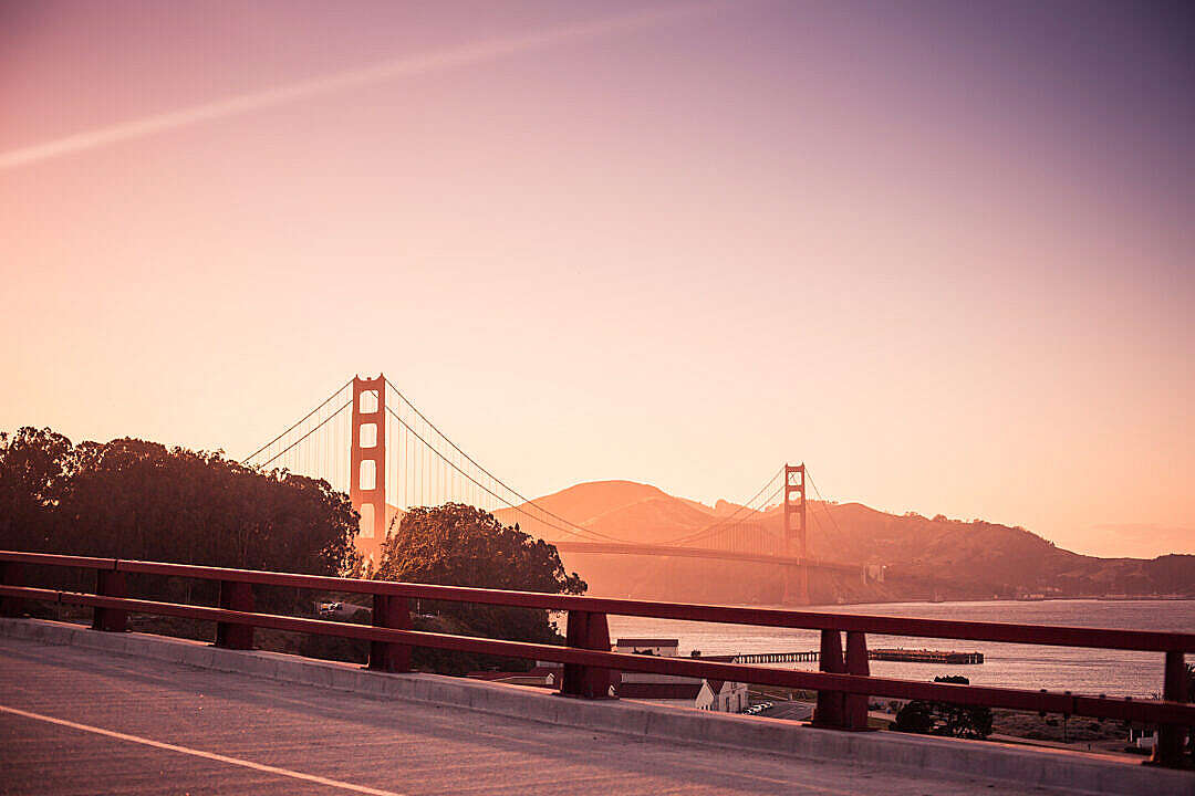 Download Stunning Golden Gate Bridge at the Evening Sunset FREE Stock Photo