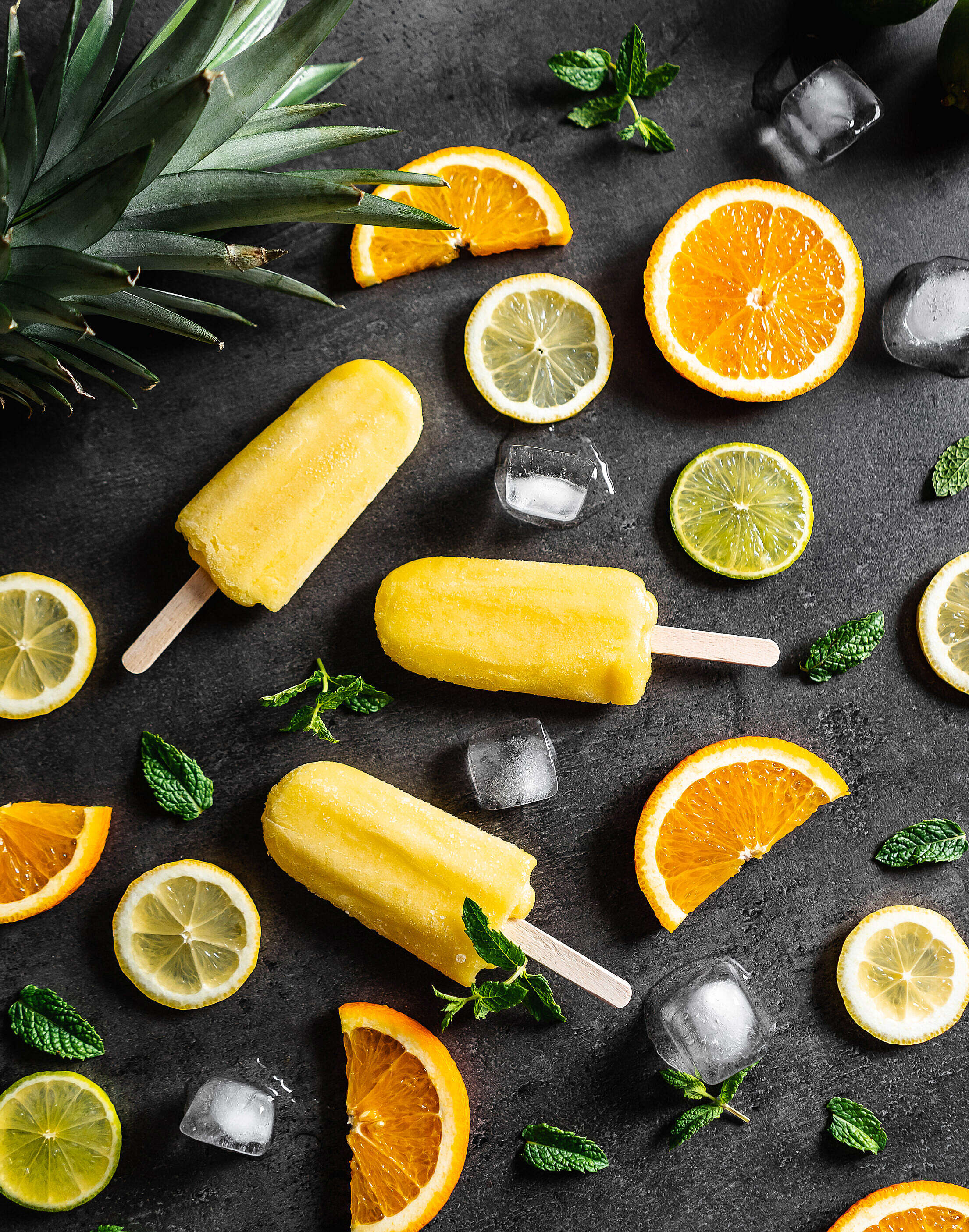 Summer Ice Lollies with Fresh Fruits Free Stock Photo