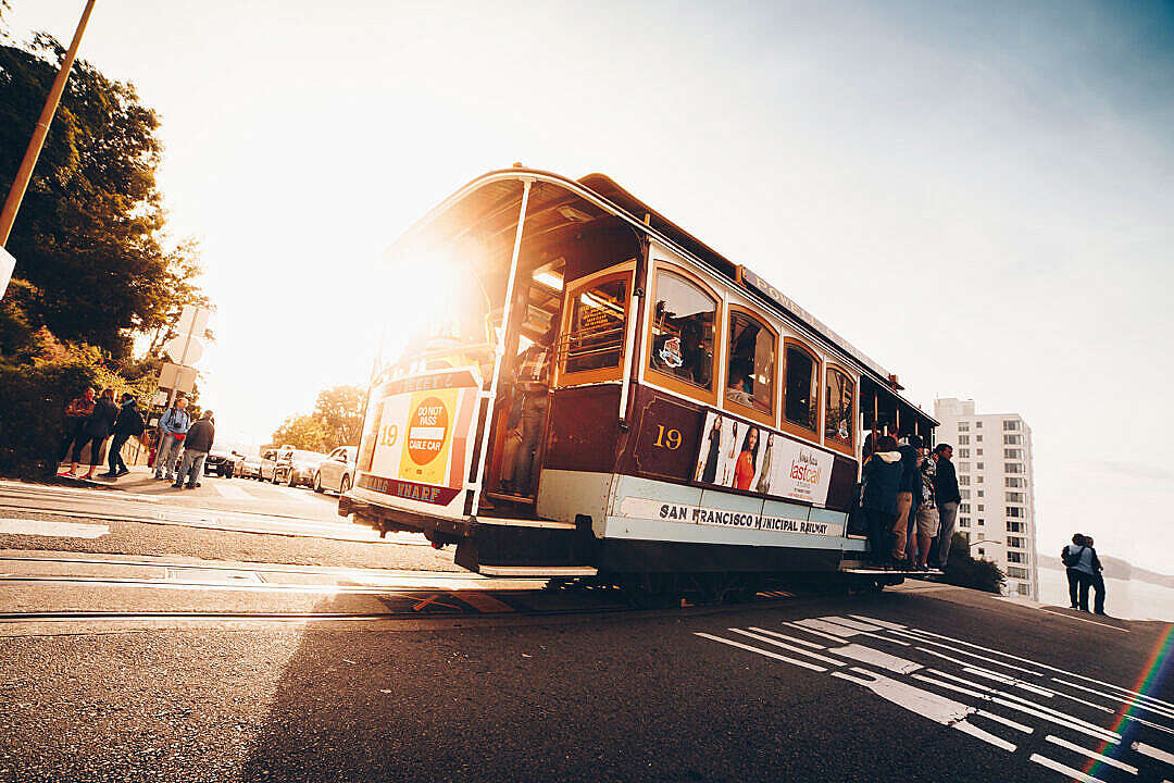 Download Sun Shining Through The Iconic San Francisco Cable Car FREE Stock Photo