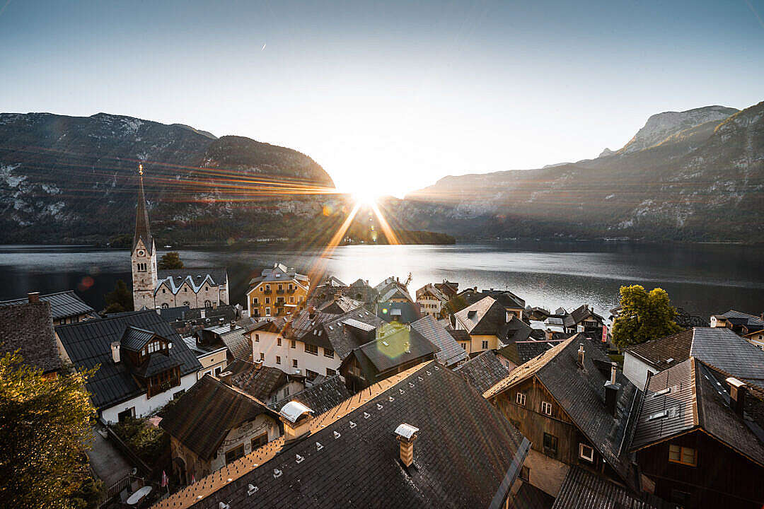 Download Sunrise over Hallstatt FREE Stock Photo