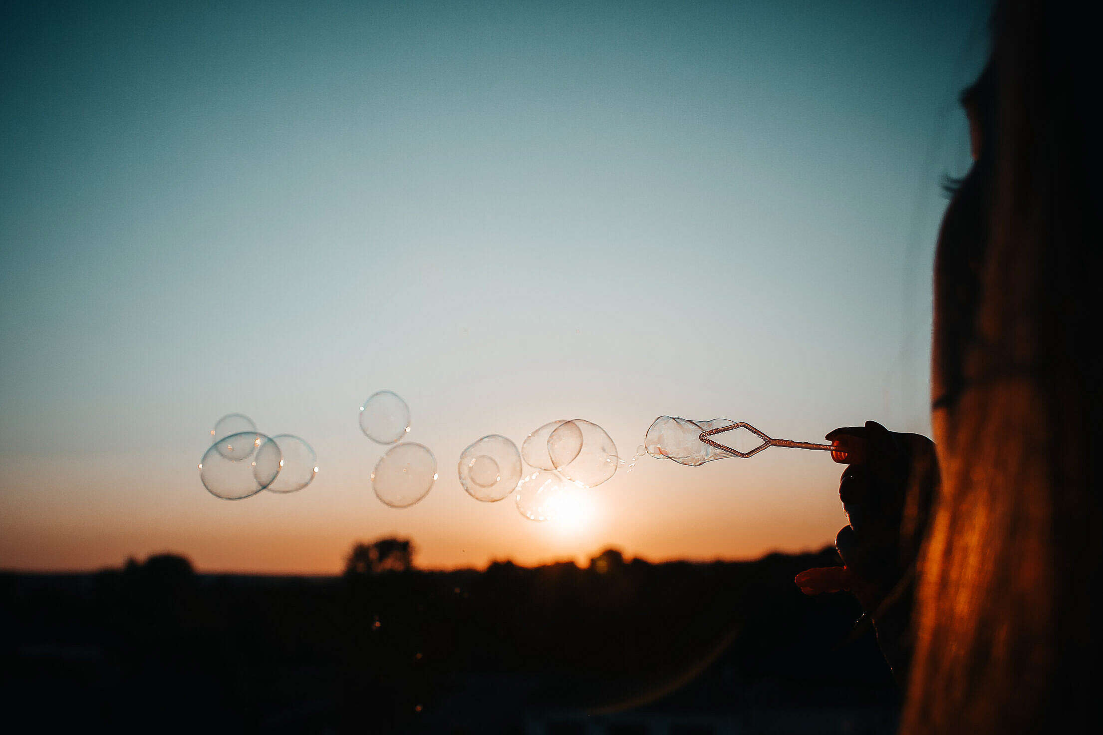 Sunset Bubbles Free Stock Photo
