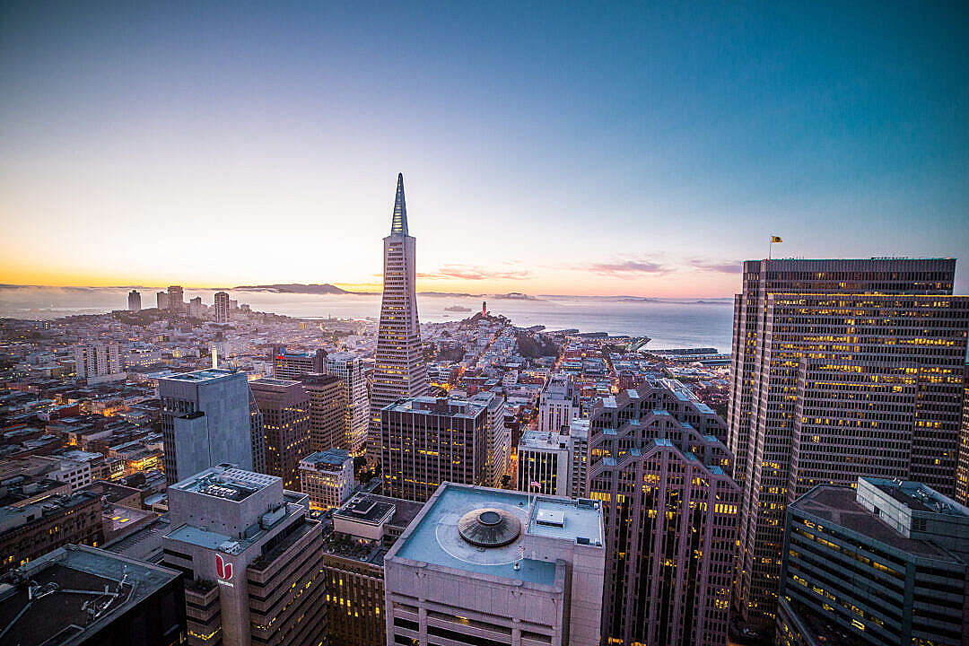 Download Sunset Evening over the San Francisco Cityscape FREE Stock Photo
