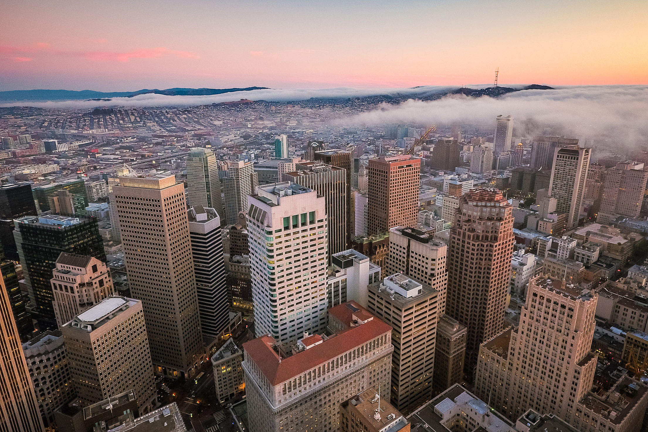Sunset View Over San Francisco Skyscrapers in Financial District Free Stock Photo
