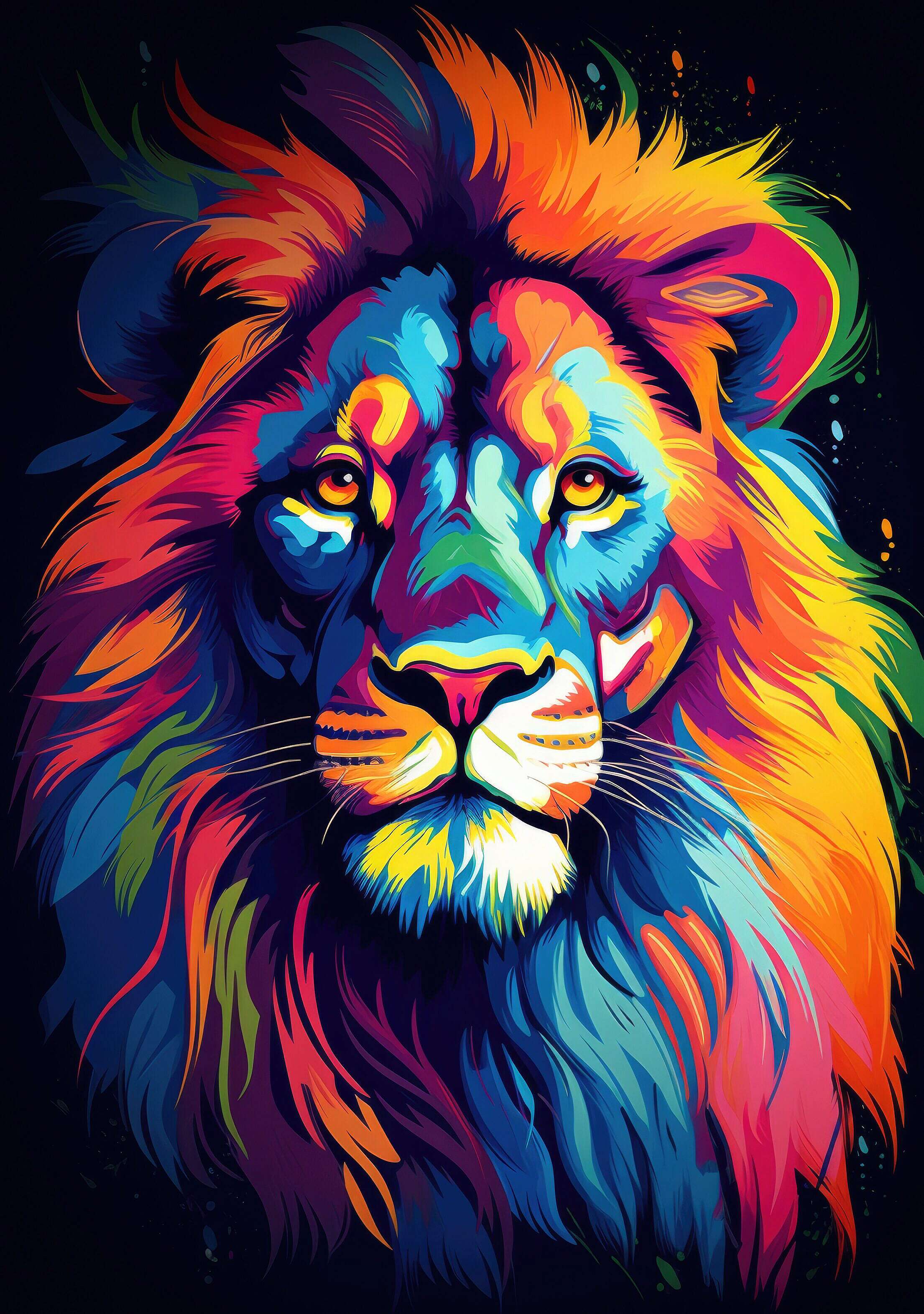 Super Colorful Lion Face Illustration Free Stock Photo | picjumbo