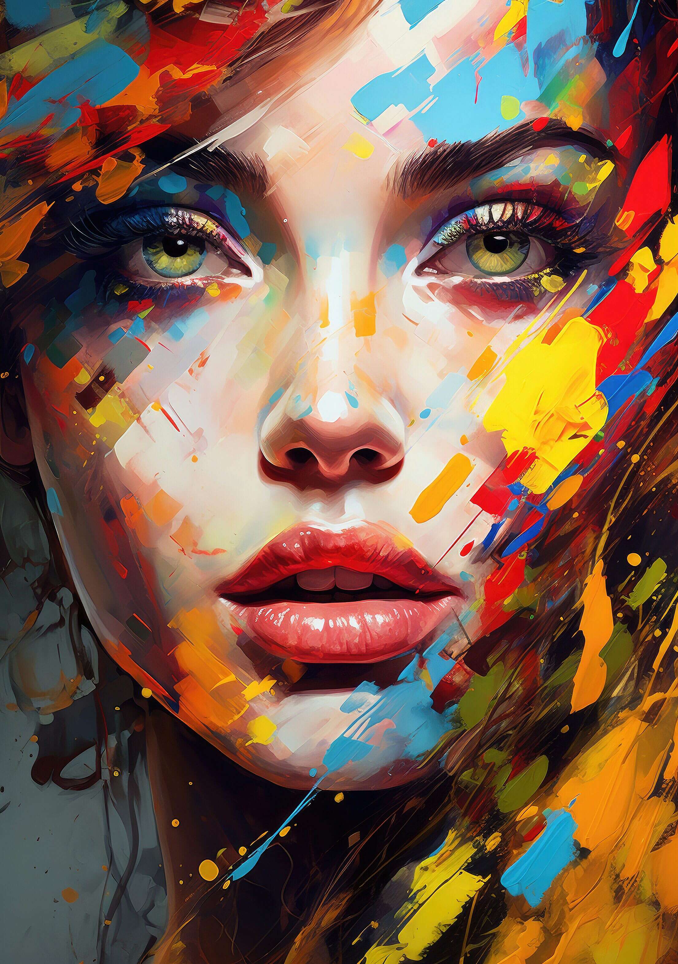 colorful paintings of faces