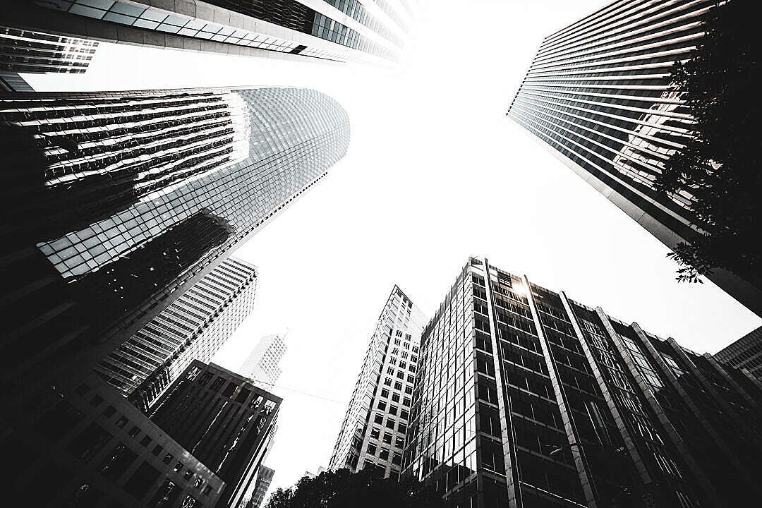 Tall Skyscrapers View From Below Vintage Edit