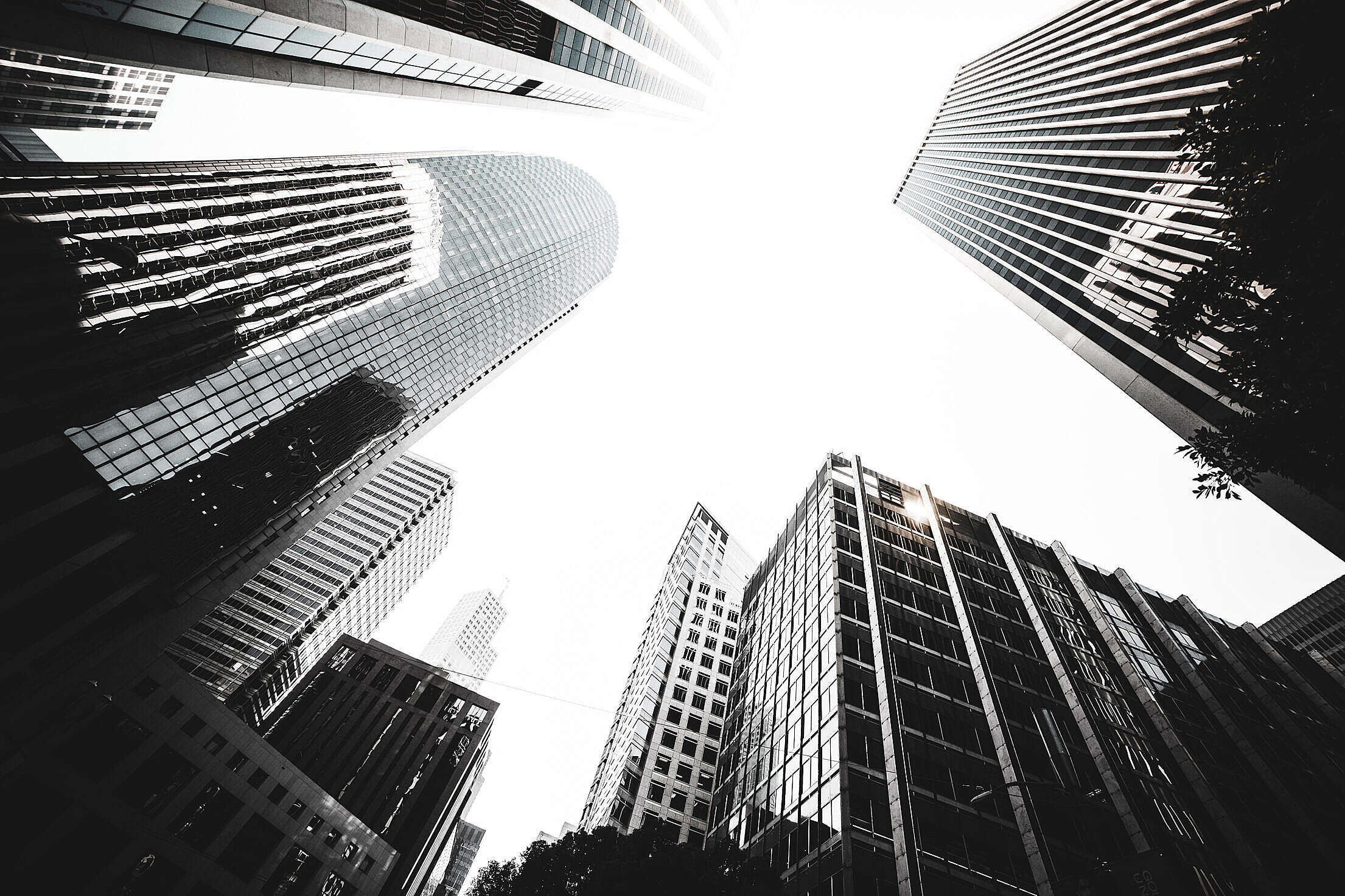 Tall Skyscrapers View From Below Vintage Edit Free Stock Photo