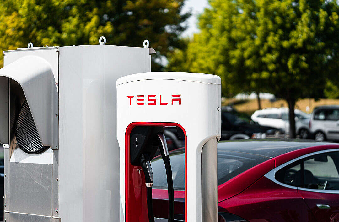 Download Tesla Electric Car Charging Station FREE Stock Photo