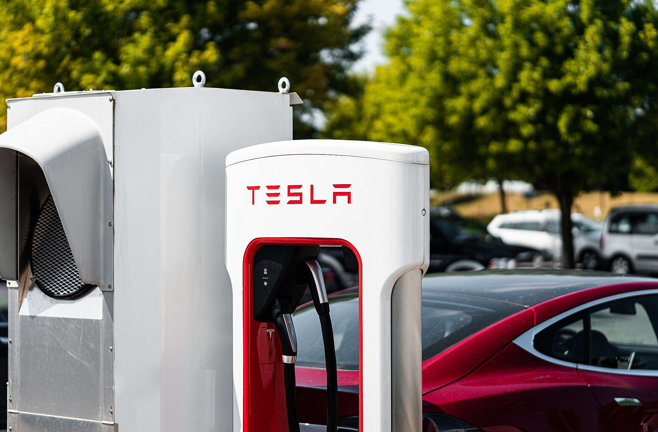 Tesla Electric Car Charging Station Free Stock Photo