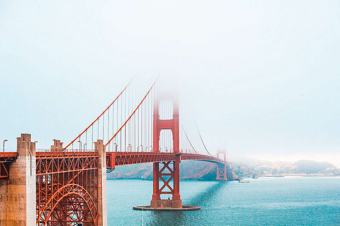 Download The Golden Gate Bridge Partly Covered in Fog FREE Stock Photo