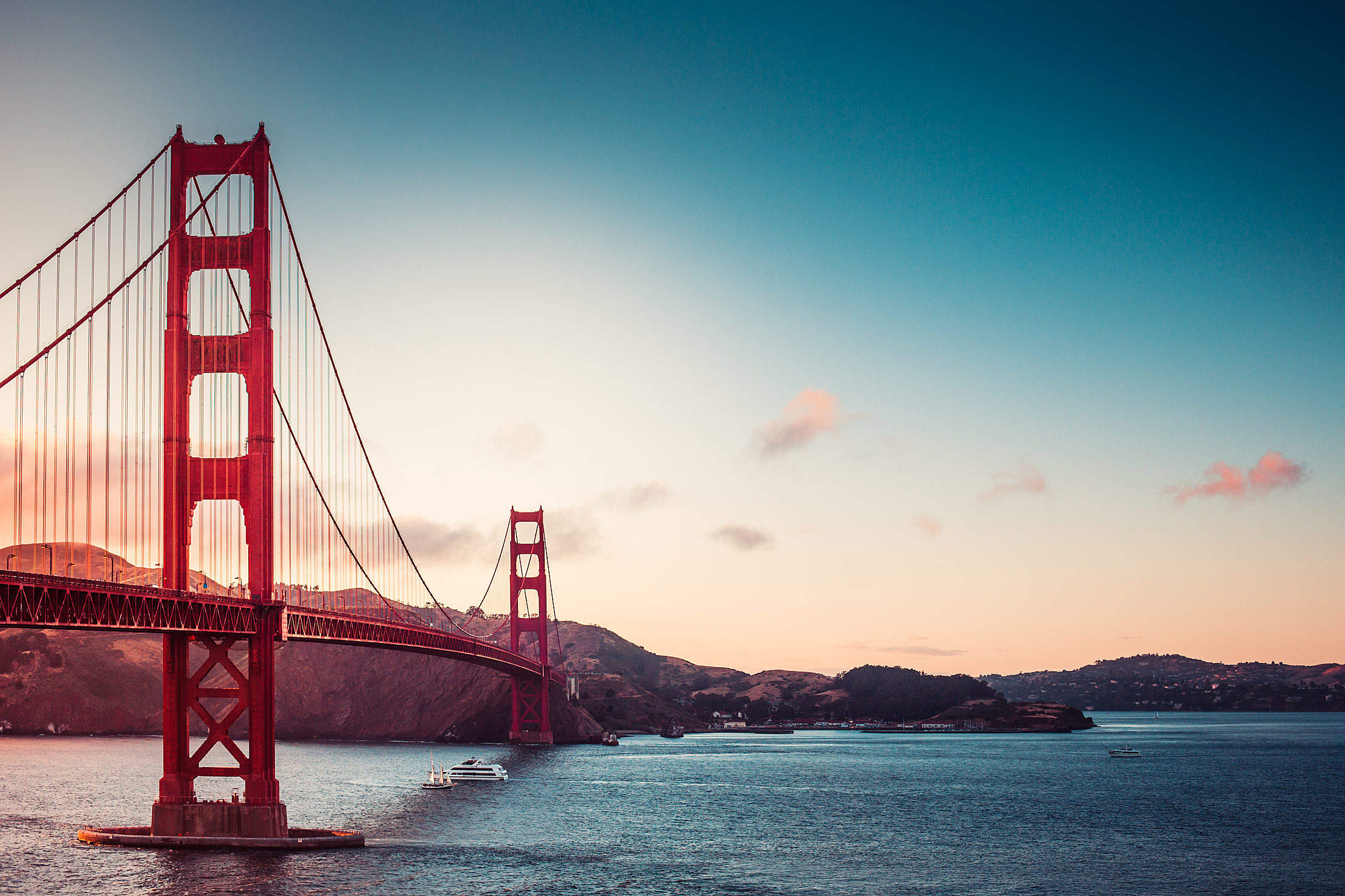 The Golden Gate Bridge Sunset Free Stock Photo