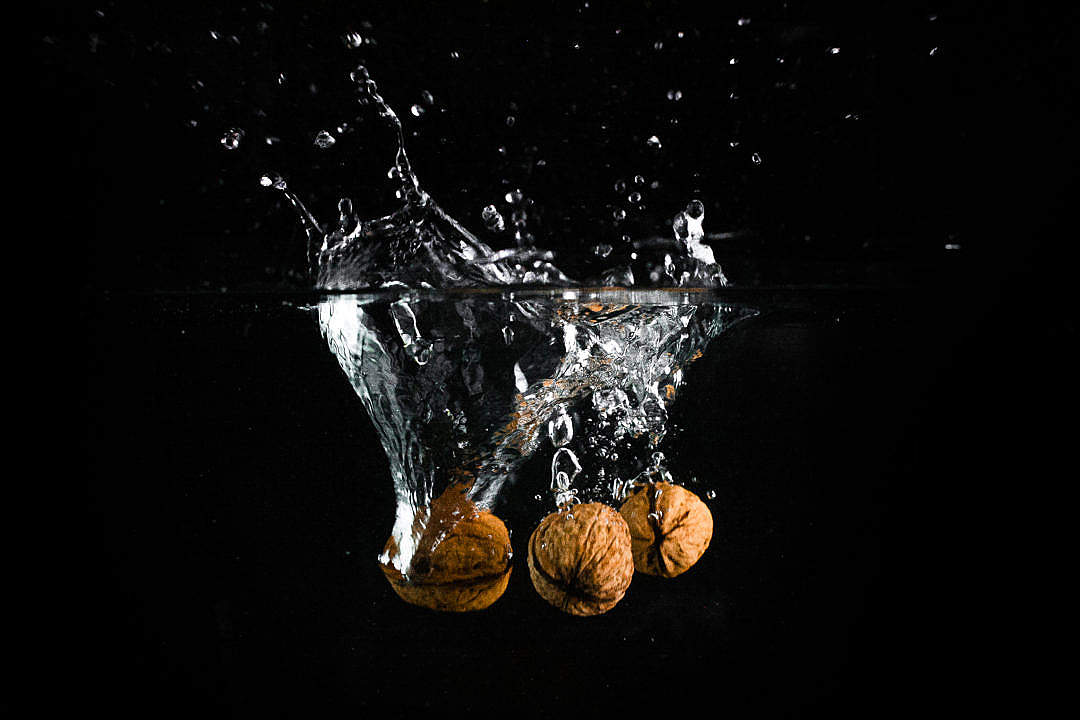 Download Three Nuts in Water FREE Stock Photo