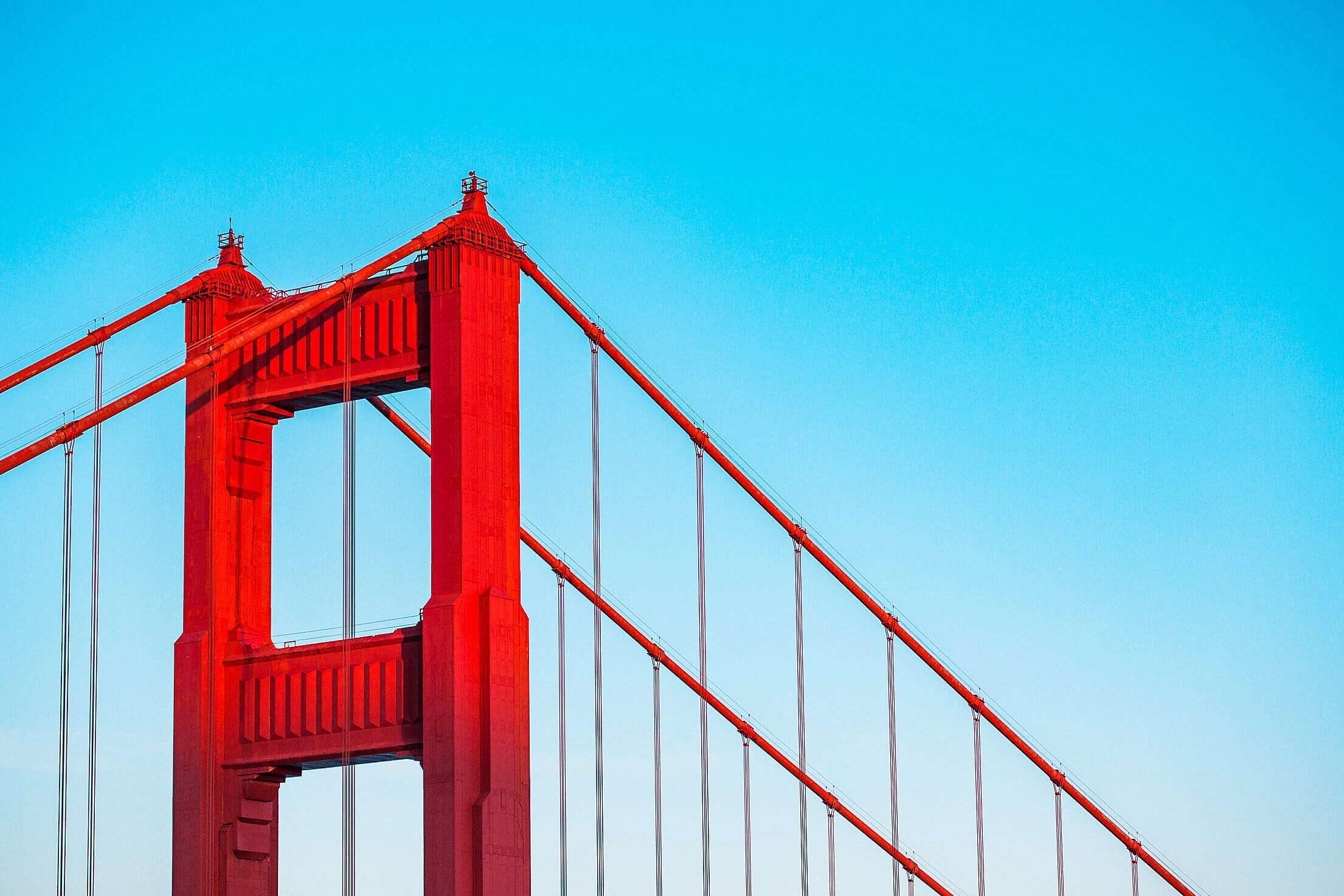 Top of The Golden Gate Bridge Pillar in San Francisco, CA Free Stock Photo