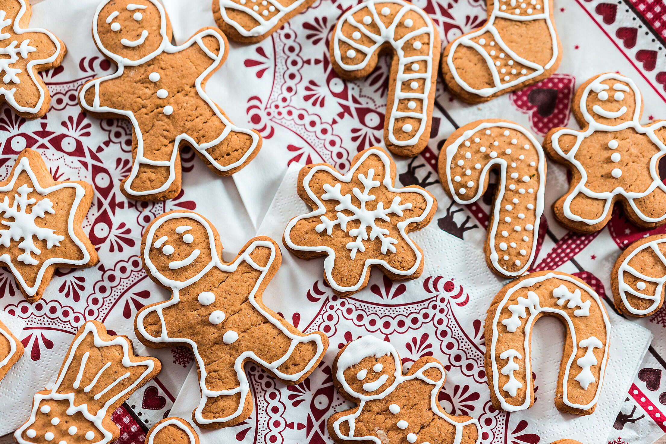 Traditional Christmas Gingerbread Cookies Free Stock Photo